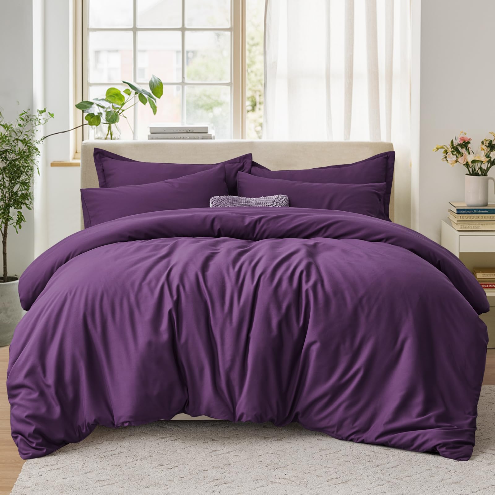 Tifschlaf King Size Duvet Cover Sets - Kingsize Bedding Set with 2 Pillowcases - Ultrasoft Brushed Microfiber Quilt Bed Cover with Zip Fastening, Purple (230x220) — image 1