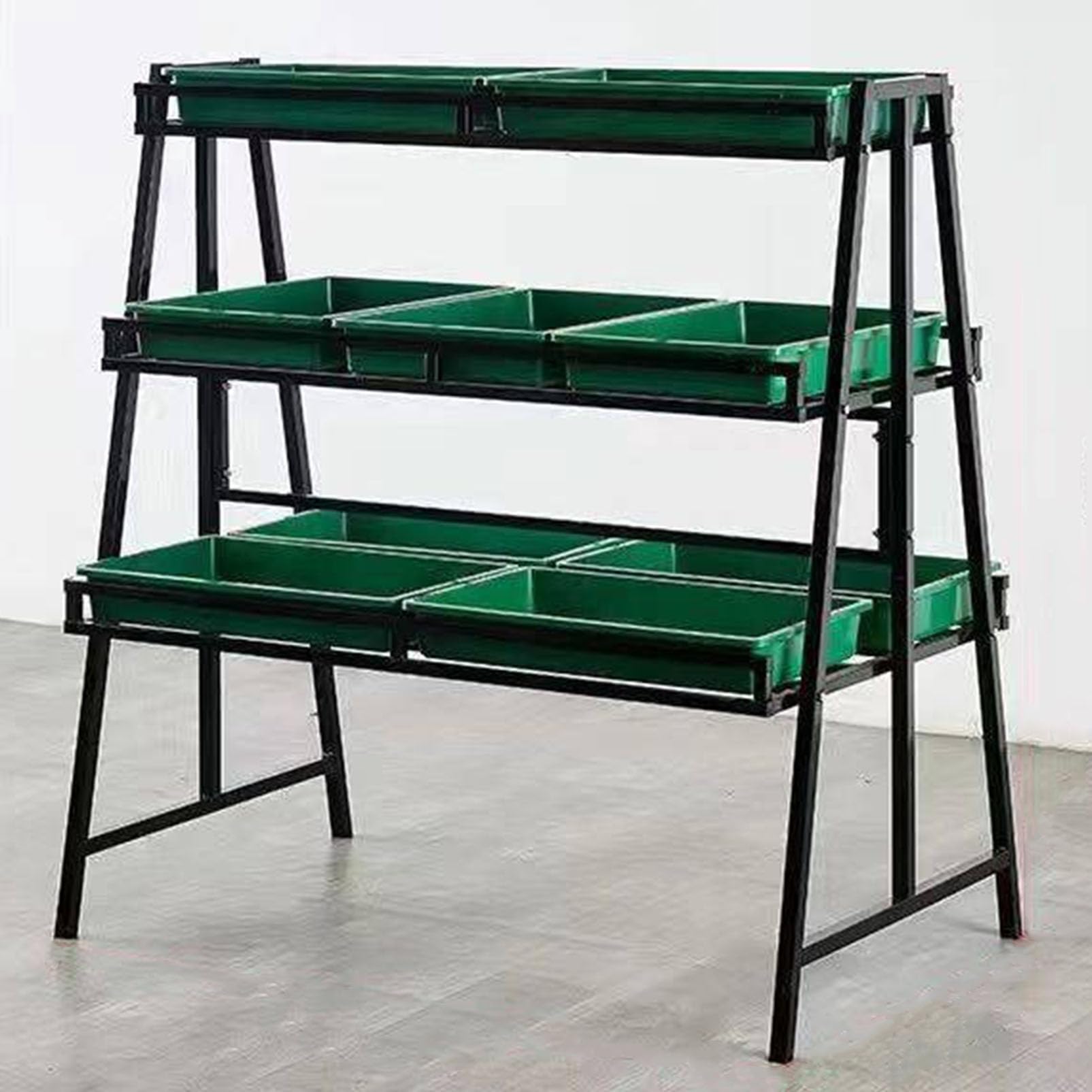 JYHHGDS Plastic Vegetable Display Rack - 3-Tier Market Storage Stand, Pantry Fruit Holder for Grocery Stores, Kitchen & Office - Organizer for Onions and Potatoes
