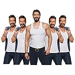 Amul Comfy Men’s White Vest Pack of 5 | 100% Cotton Sleeveless Regular Fit Undershirt| Soft & Breathable Innerwear Baniyan for Men Daily Use Comfortable Tank Top.