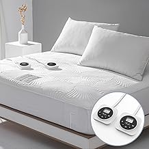 Queen Size Electric Heated Mattress Pad - Bed Warmer with Memory & Preheat Functions, 12 Heat Settings Dual Control for 1-12 Hours Auto Off, Lighted Button