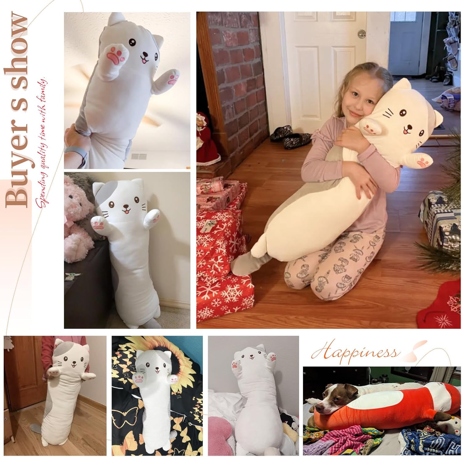 36" Cat Stuffed Animal, Soft Long Pillow Doll Cute Cartoon Kitten Plush Body Pillow Plushies Toy Gift for Kids, Girls, Birthdays, Valentine's, Christmas - Image 3