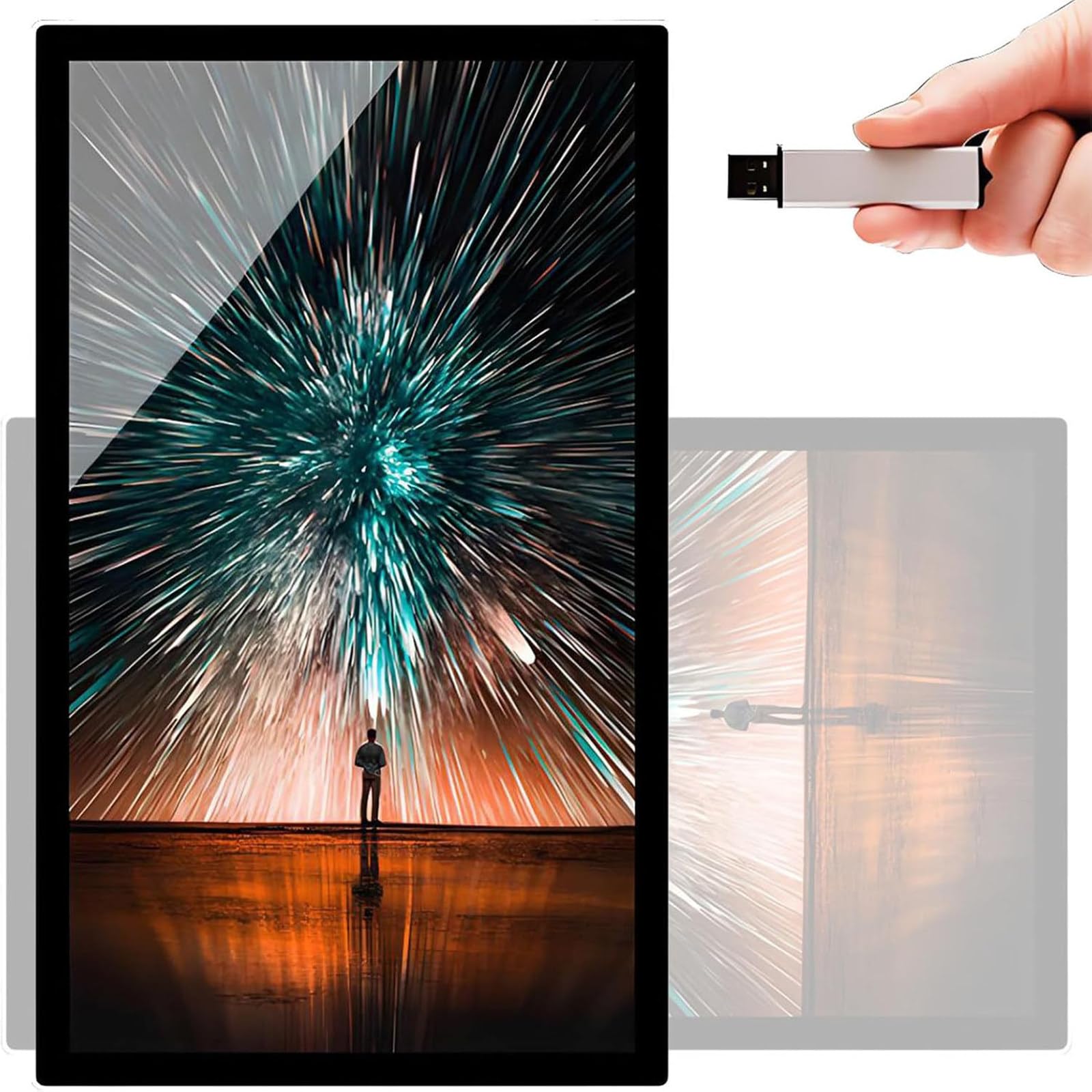 Cyfrowy wyświetlacz ścienny, odtwarzacz multimedialny do reklam, Digital Signage, inteligentny podział ekranu, wyświetlacz reklamowy, HDMI/USB/WiFi 43in