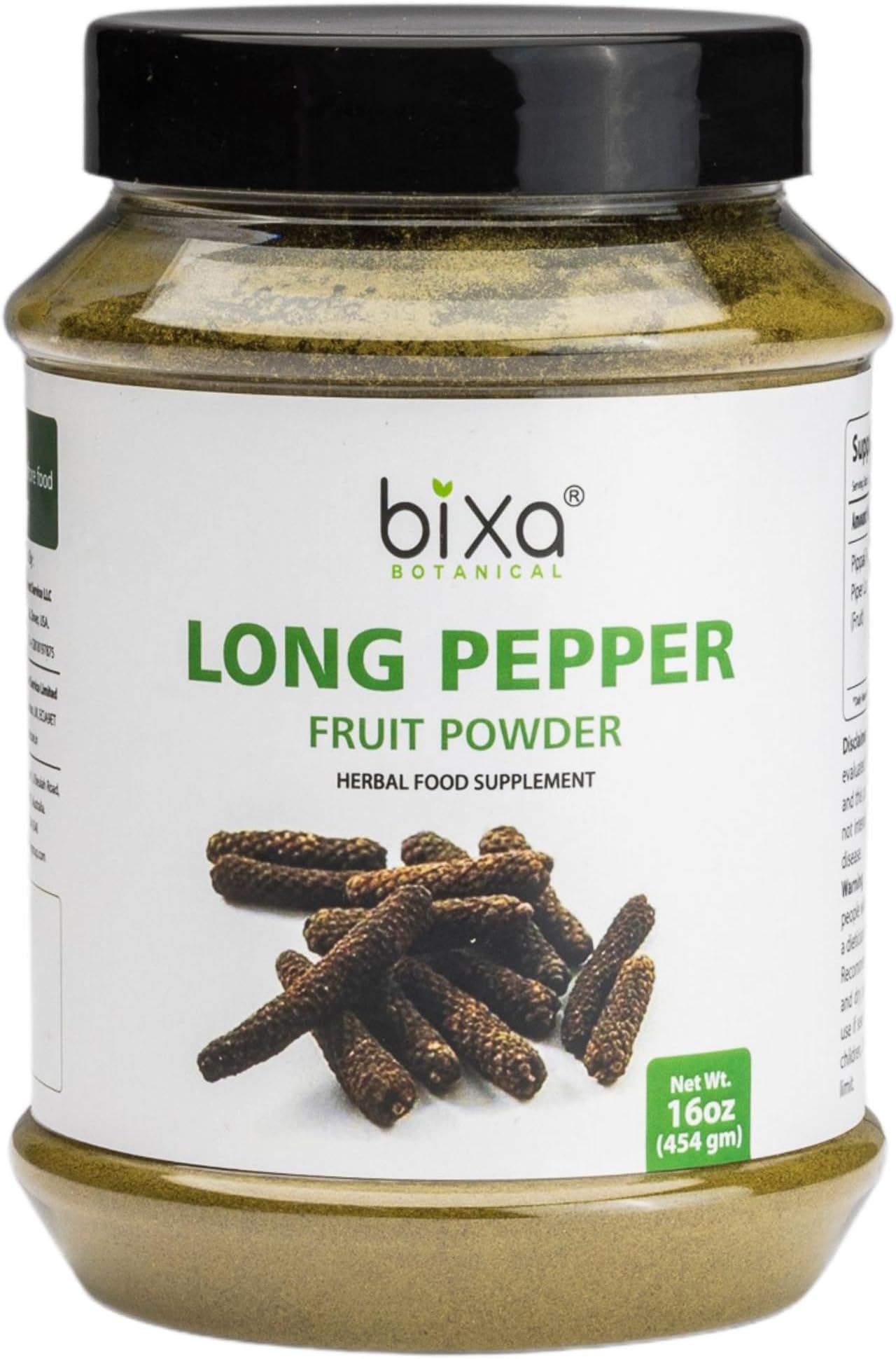 bixa BOTANICAL Long Pepper Powder| Pippali (Piper Longum) | Ayurvedic Supplement & Meat Seasoning | Strong Aroma, Steam Treated, Vegan, Non GMO & 100% Pure | 1 lb / 16oz