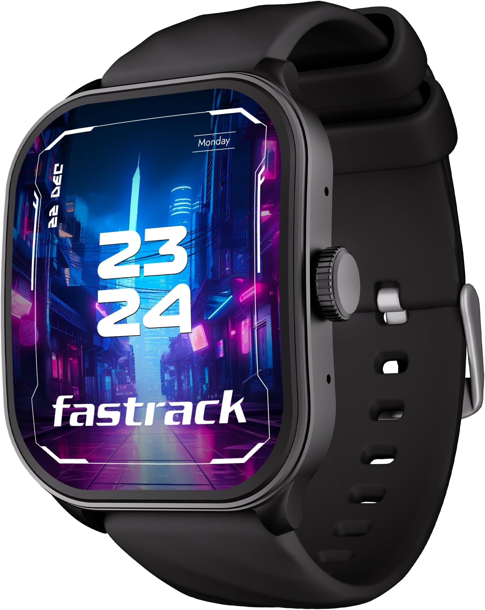 Fastrack Unisex Adult Fs1 Pro Smartwatch|World's First 1.96" Super Amoled Arched Display with Highest Resolution of 410X502|Singlesync Bt Calling|Nitrofast Charging|110+ Sports Modes|Black
