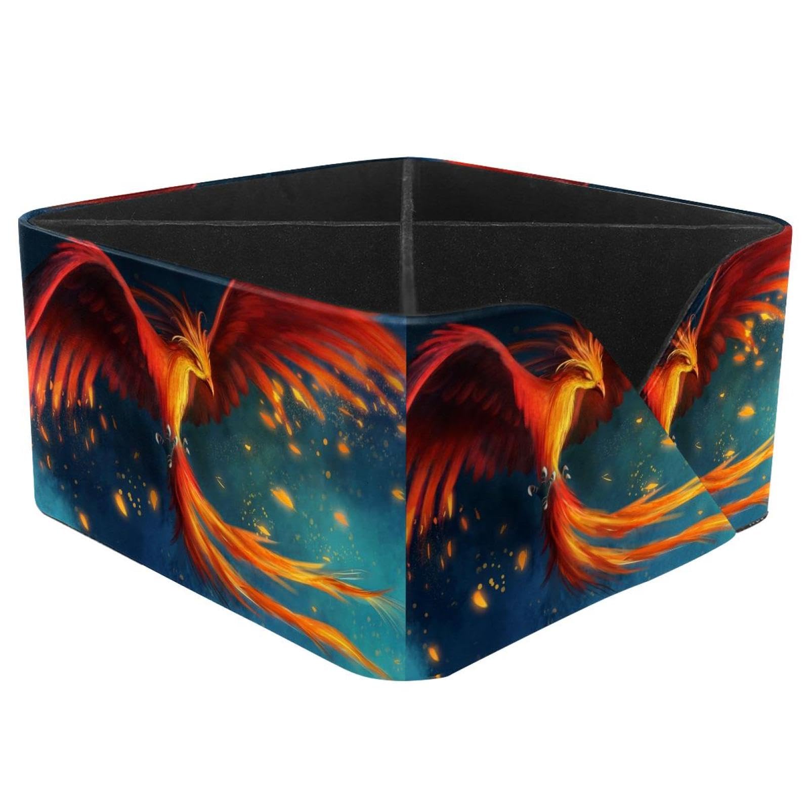 KengjuTesu Phoenix Bird Desktop Organizer Pen Holder, Rectangular Pencil Cup for Office, Study and Makeup Stations