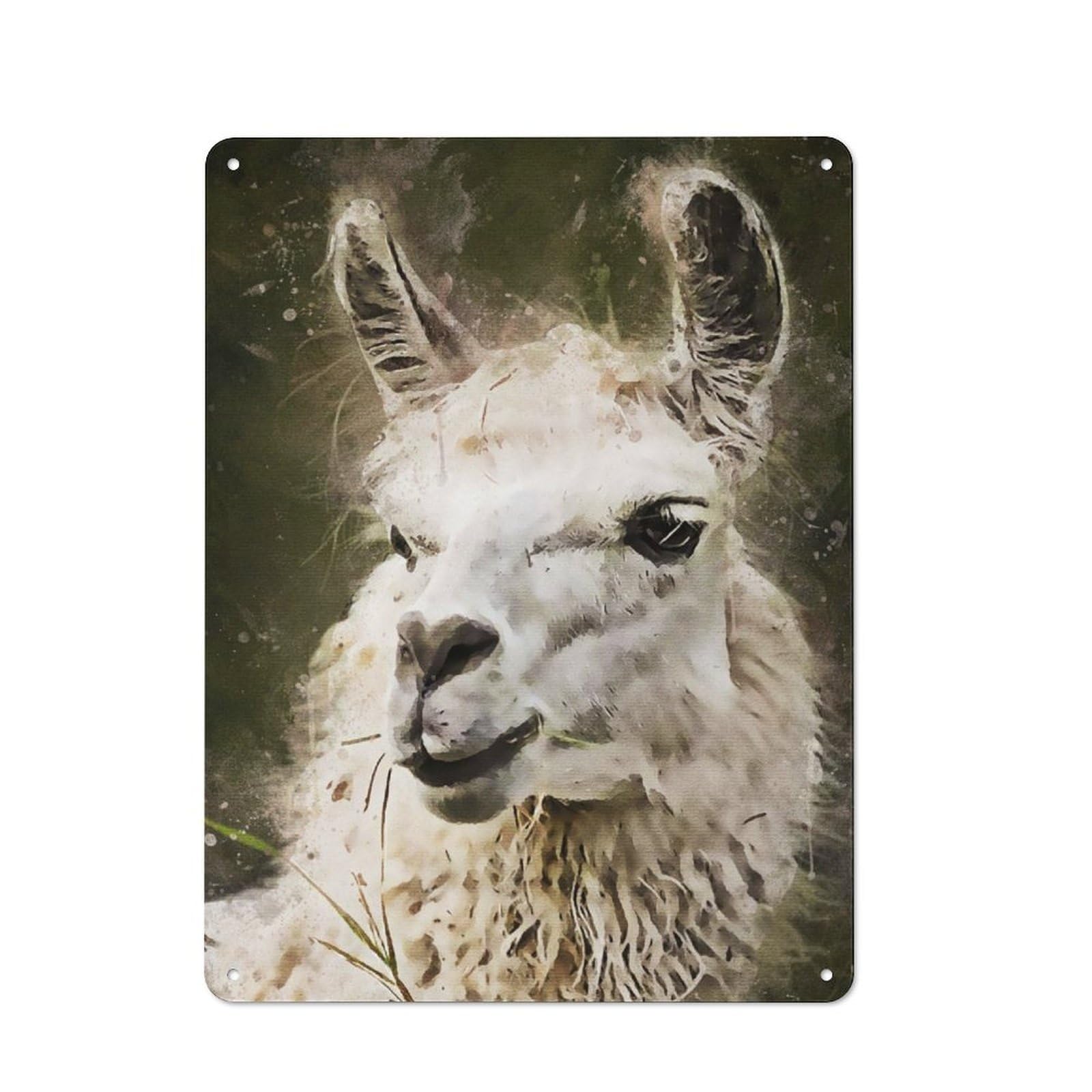 Junmoney Splatter White Llama Tin Sign 40X30cm With For Home Bar Wall, Retro Decor, Suited To Home Bar Decor Fans