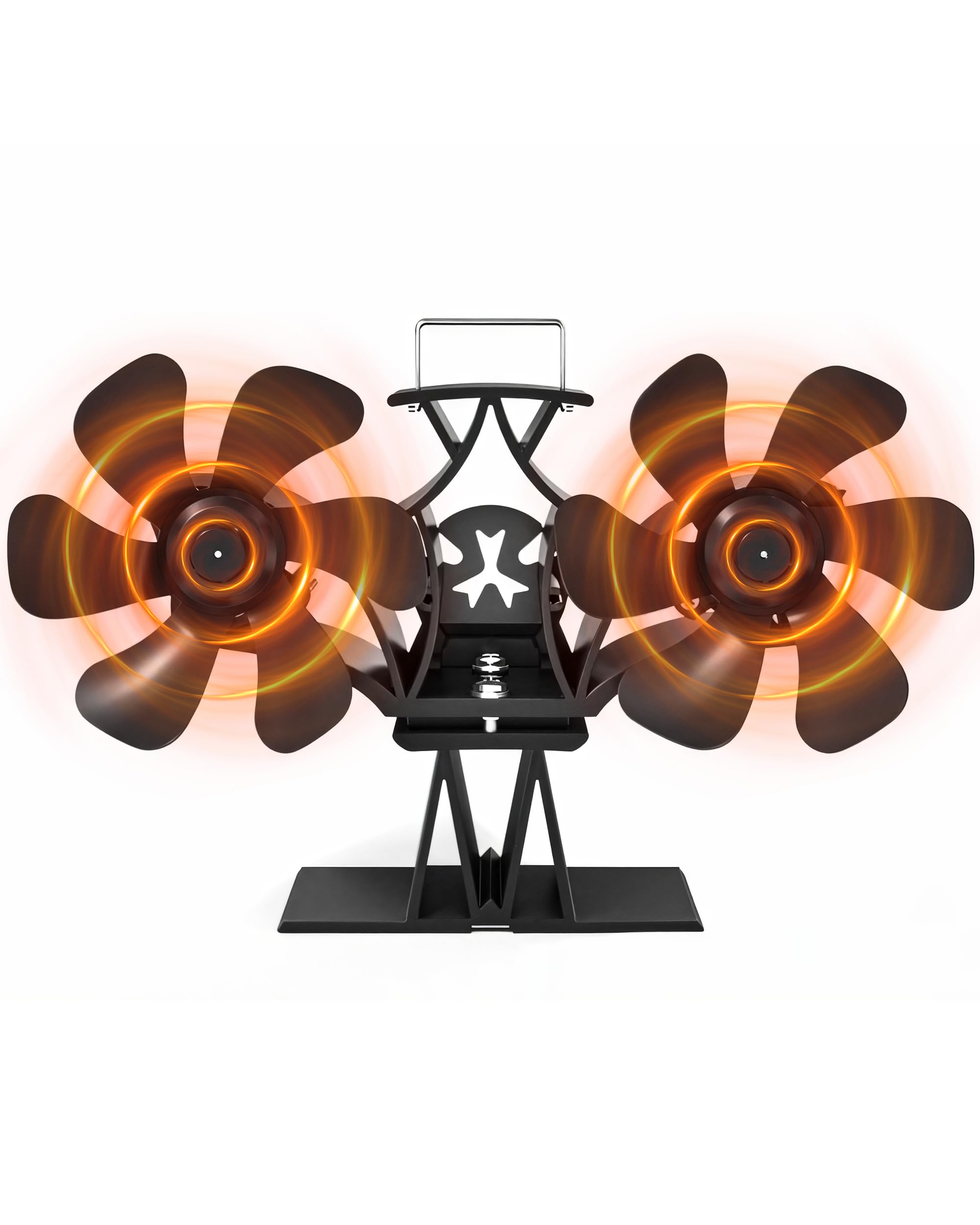 Signstek Kaminventilator ohne Strom, Wärmebetriebener Doppelter Ofenventilator für Kaminofen, Holzofen und Holzkamin (12 Blättern)