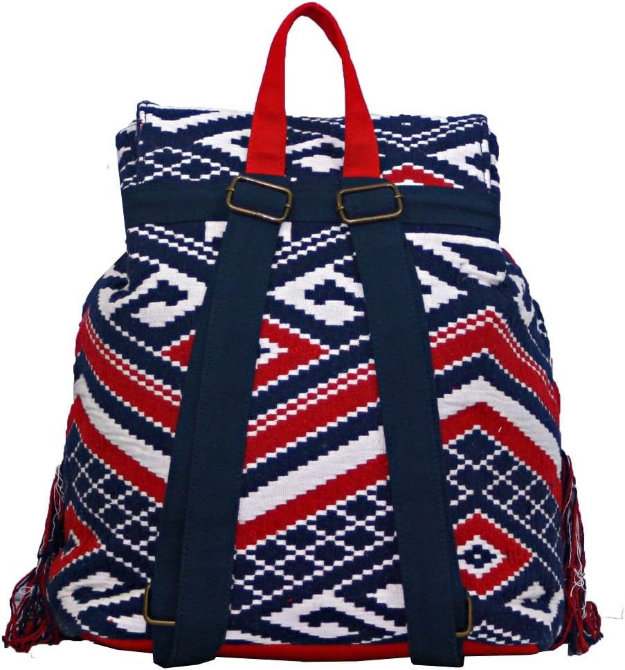 Red White and Blue Fashion Fringe Multipurpose Cotton Backpack