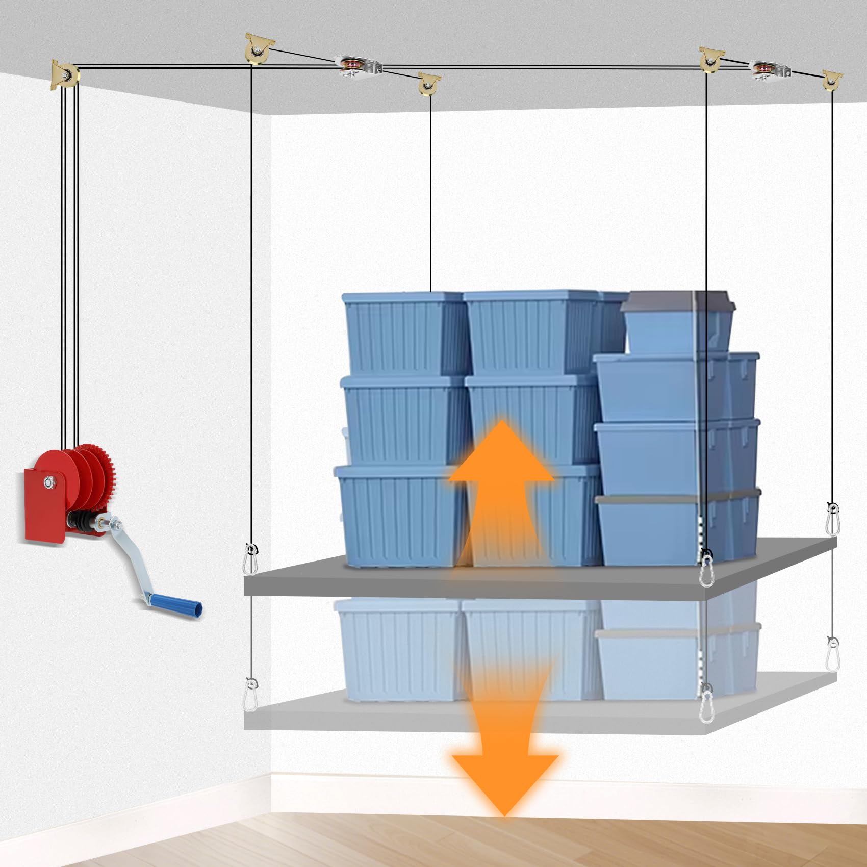 Snapklik.com : Drizzlen Overhead Garage Storage Lift,Heavy-Duty 300lbs ...