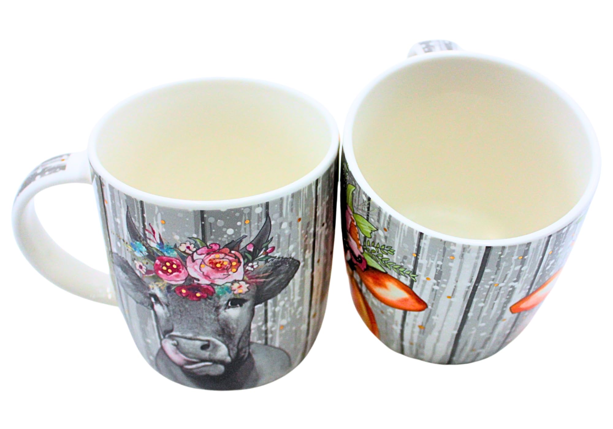 Dekohelden24 Zestaw 2 kubków do kawy filiżanka do kawy z porcelany - motyw: krowa z nakryciem głowy - wymiary wys./Ø: 12 x 9 cm, pojemność 300 ml,