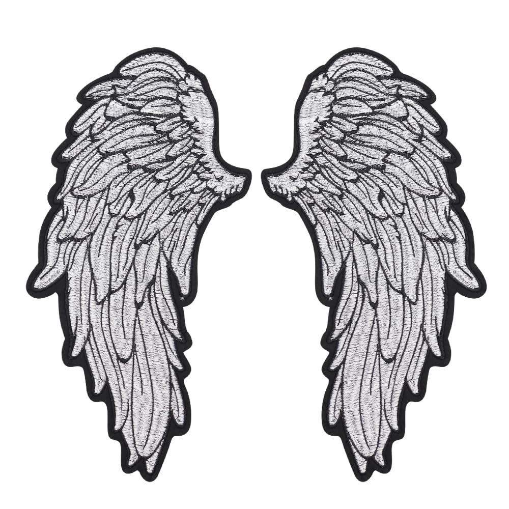 GTDoitt Large Embroidery Patches Angel Wings Sewing Biker Iron on Back of Jacket for Clothing Twill Fabric Stickers Patches (NO.2)