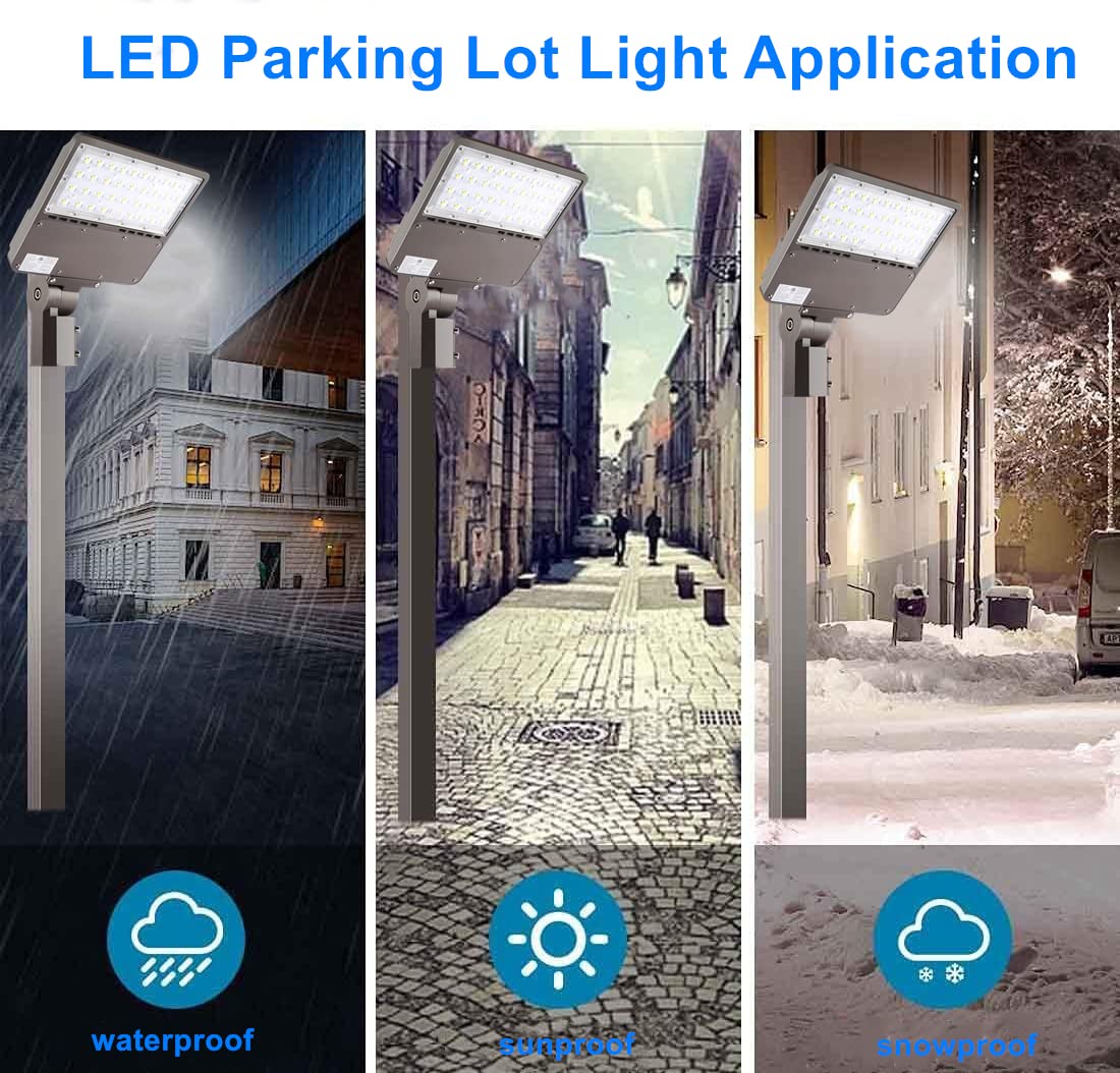 100W Outdoor LED Parking Lot Light with Adjustable Slip Fitter Mount 5000K LED Area Light with Dusk to — view 5