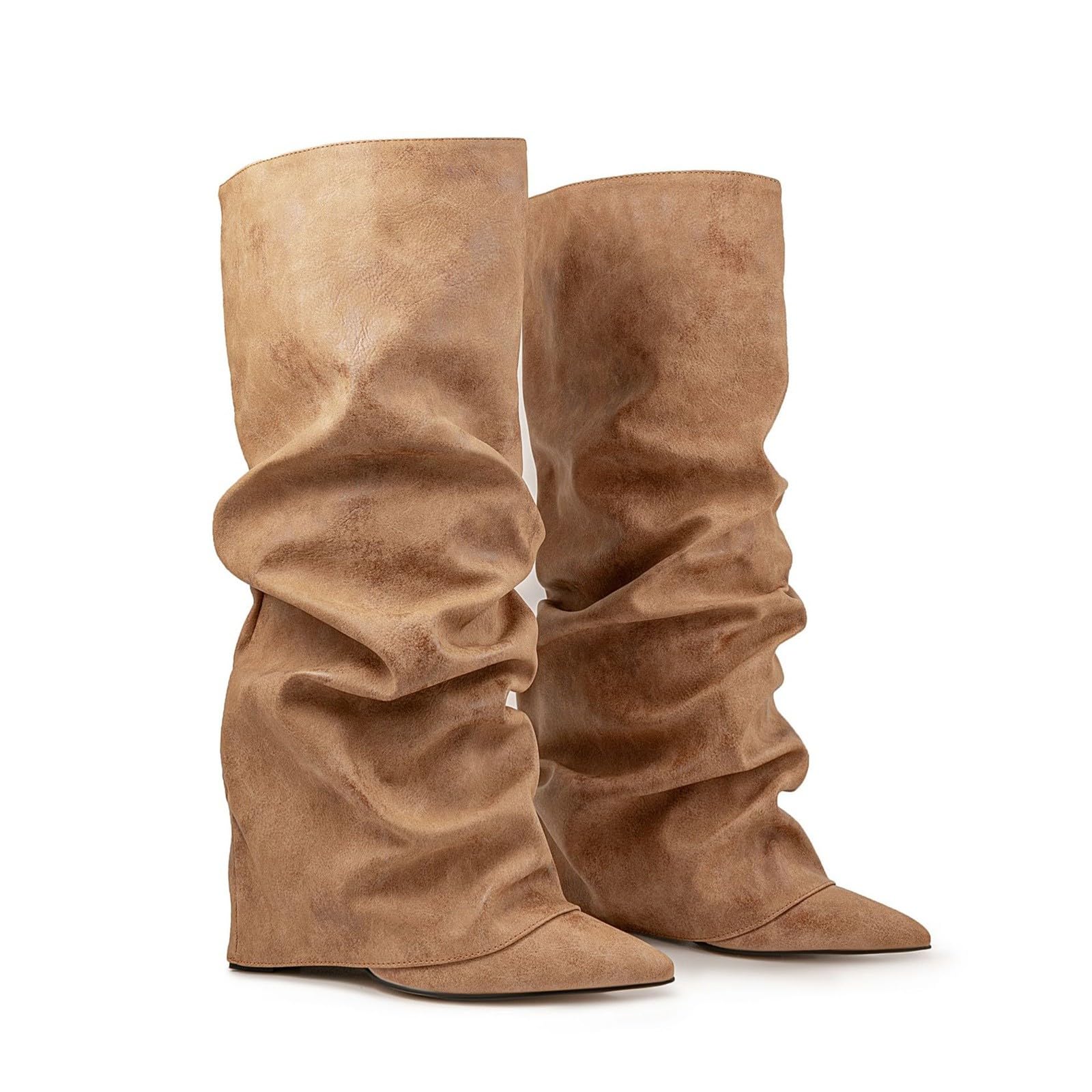 Generisch Stivali da donna con tacco a blocco, in pizzo, elasticizzati, per autunno e inverno, comodi, con tacco alto, casual, al ginocchio