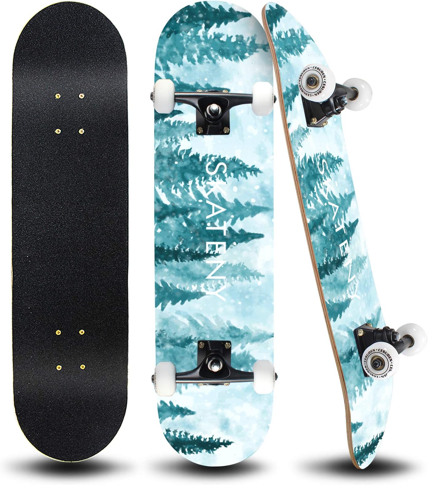ANDRIMAX Skateboards-Complete Skateboards for Beginners Kids Boys Girls Adults Youth-Standard Skateboards 31’’x8’’ with 7 Lays Maple Deck Pro Skateboards, Longboard Skate Boards