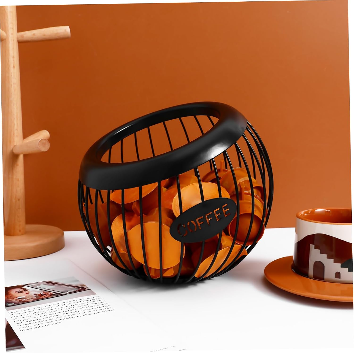 balacoo 1piece Espresso Capsules Holder Fruit Storage Rack Kitchen Basket Wire Storage Basket Container
