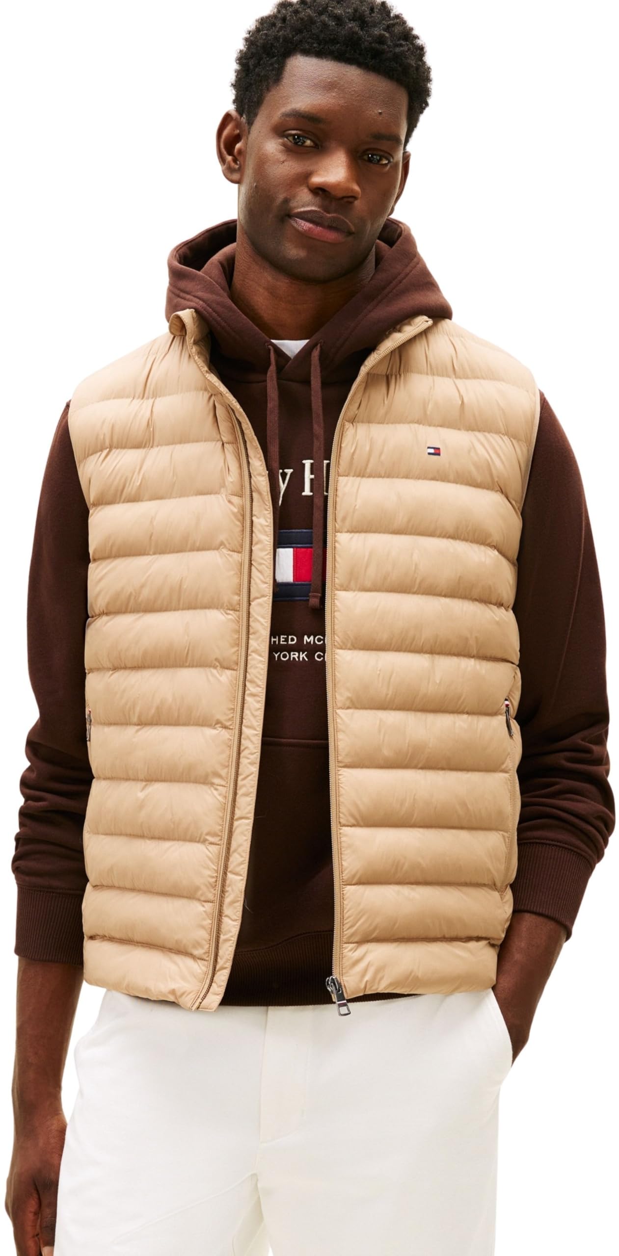 Tommy Hilfiger Men PACKABLE RECYCLED VEST MW0MW37677 Vest, BEIGE, XS