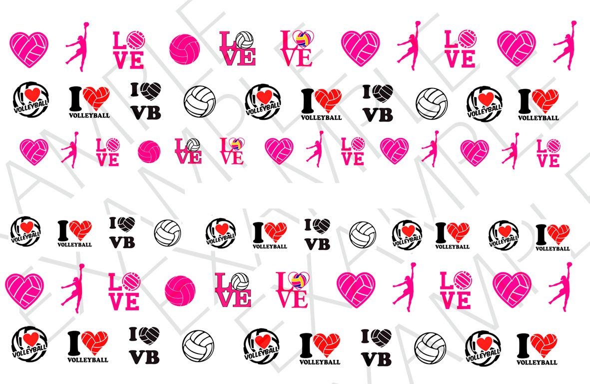 Volleyball Water Nail Art Transfers Stickers Decals - Set of 68 - A1266