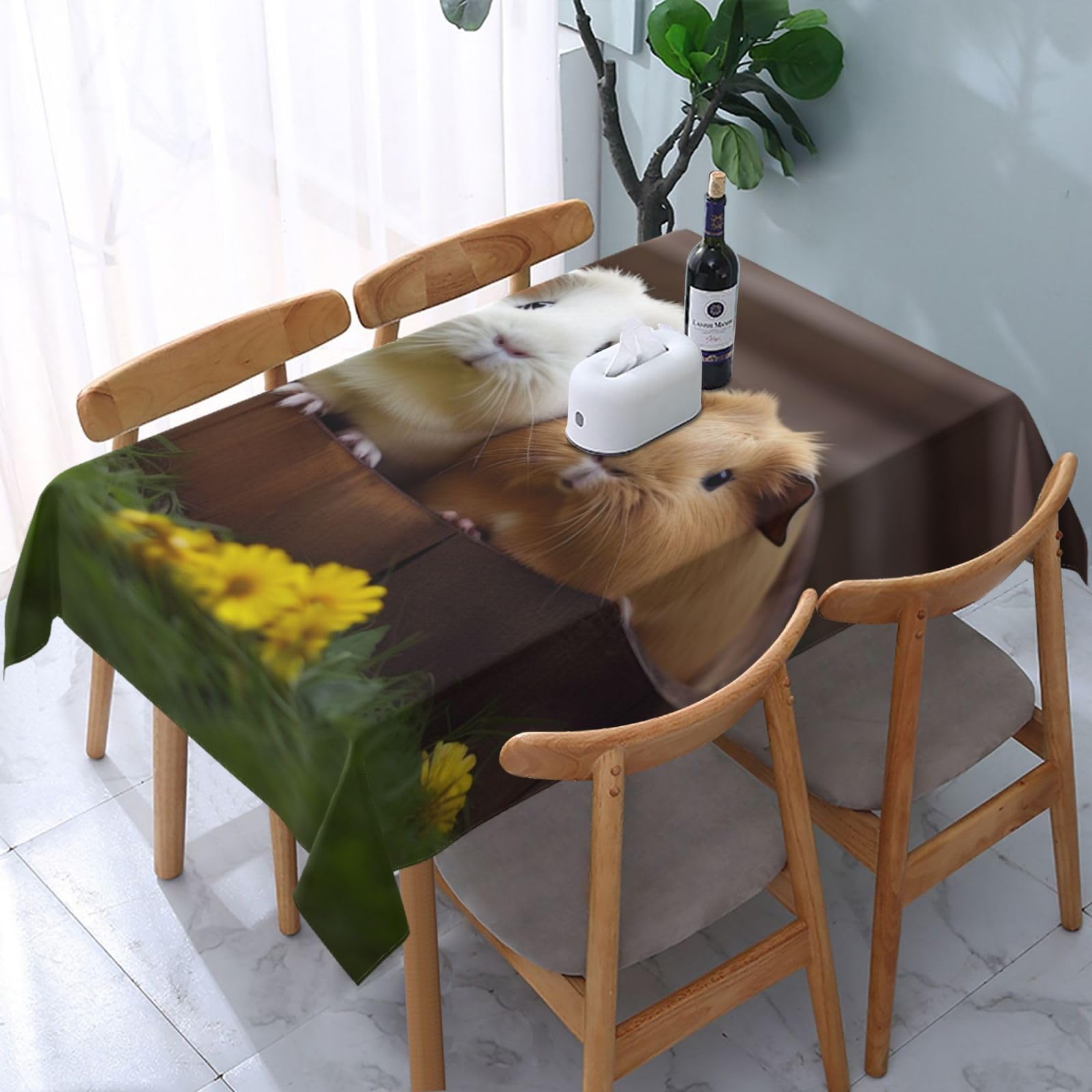 WPKJU Guinea Pigs Printed Tablecloth Water Resistant Table Cover Washable Rectangle Table Cloth for Tables 54x72 in