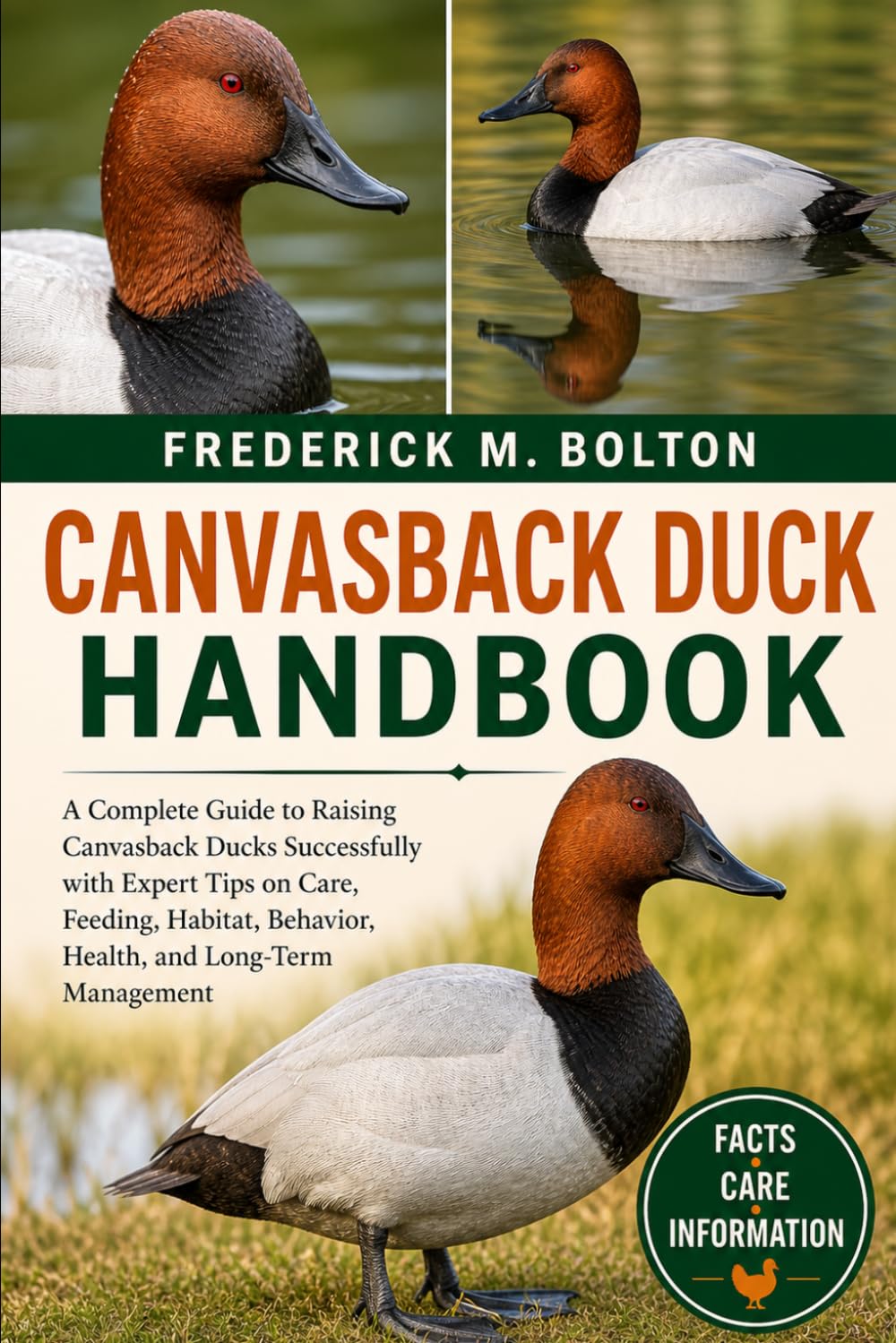CANVASBACK DUCK HANDBOOK: A Complete Guide to Raising Canvasback Ducks Successfully with Expert Tips on Care, Feeding, Habitat, Behavior, Health, and Long-Term Management