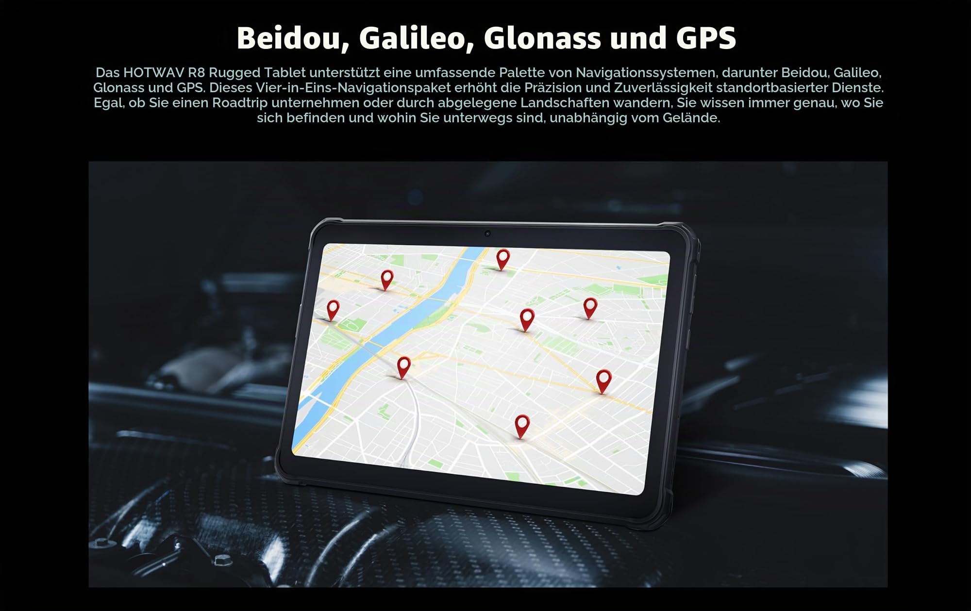 HOTWAV R8 Outdoor Tablet 2026, 12GB+128GB/1TB Handys, Android 14 Tablet 10.1" HD+, 10800mAh Rugged Tablete, 13MP+5MP, IP68 Waterproof Outdoor Smartphone 4G LTE,5G WiFi,OTG,GPS,FM,Face ID,Schwarz