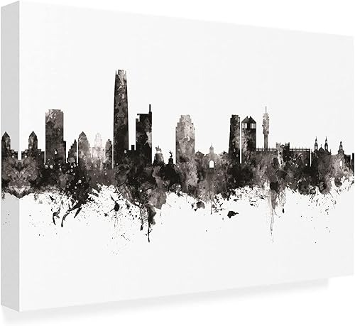 Miniatura 2 de Trademark Fine Art Lienzo decorativo "Santiago de Chile Skyline negro blanco" por Michael Tompsett