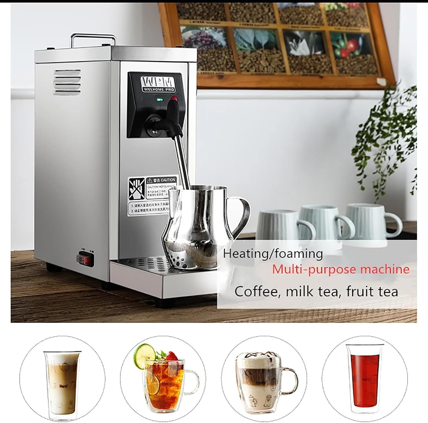 Steam Milk Bubble Machine,Commercial Espresso Machine,Stainless Steel Milk Frother Machine Milk Frother Machine Fully Automatic Milk Foam Machine