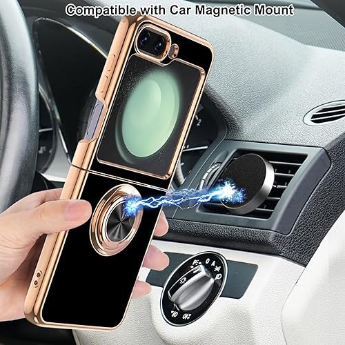 Miniatura 6 de Funda compatible con Samsung Galaxy Z Flip 5 con 1 protector de pantalla frontal, soporte de anillo de rotación de 360 integrado, soporte magnético,