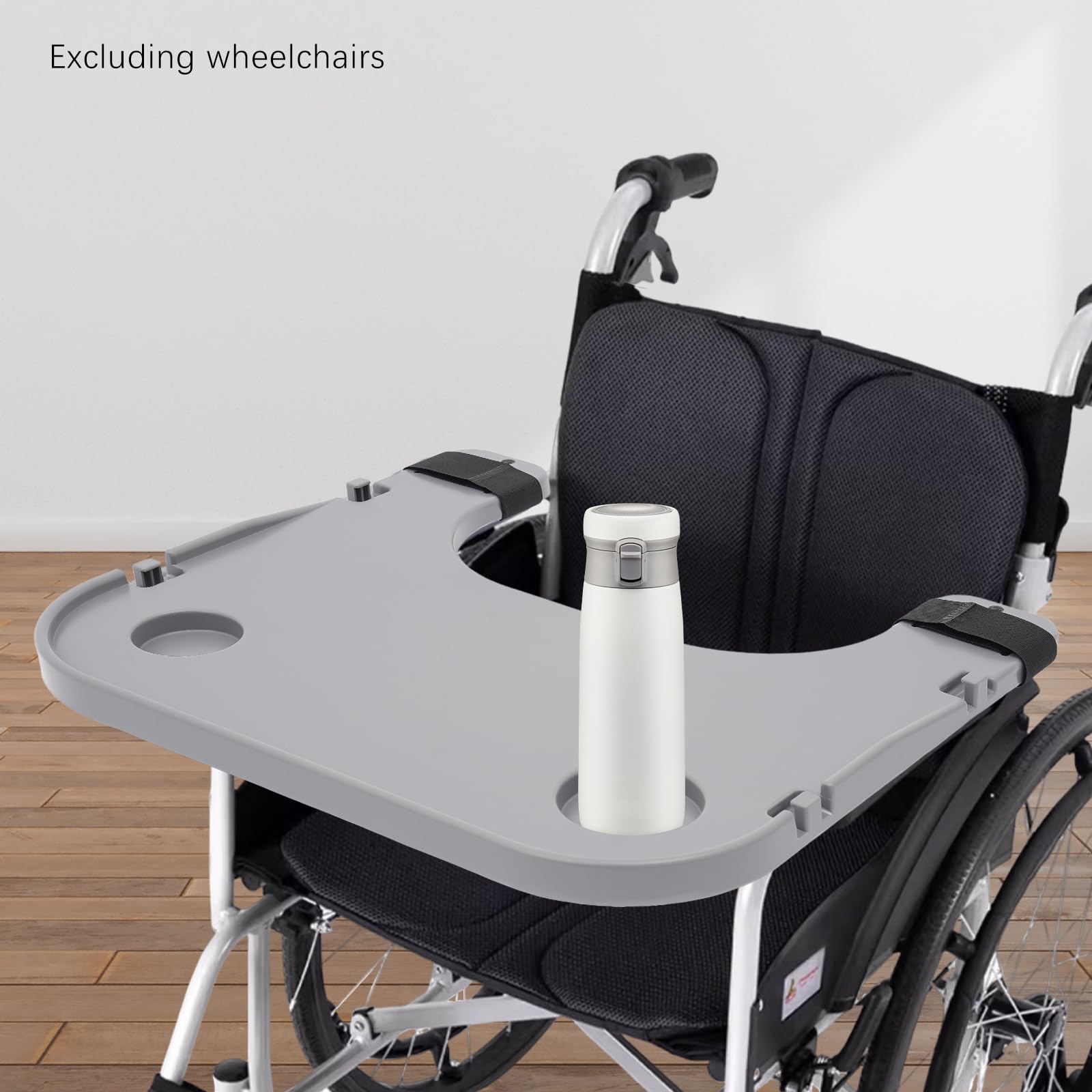 Mesa para silla de ruedas, 22,83 x 20,87 pulgadas, bandeja para silla de ruedas, se puede utilizar para comer, leer, escribir, jugar (gris)