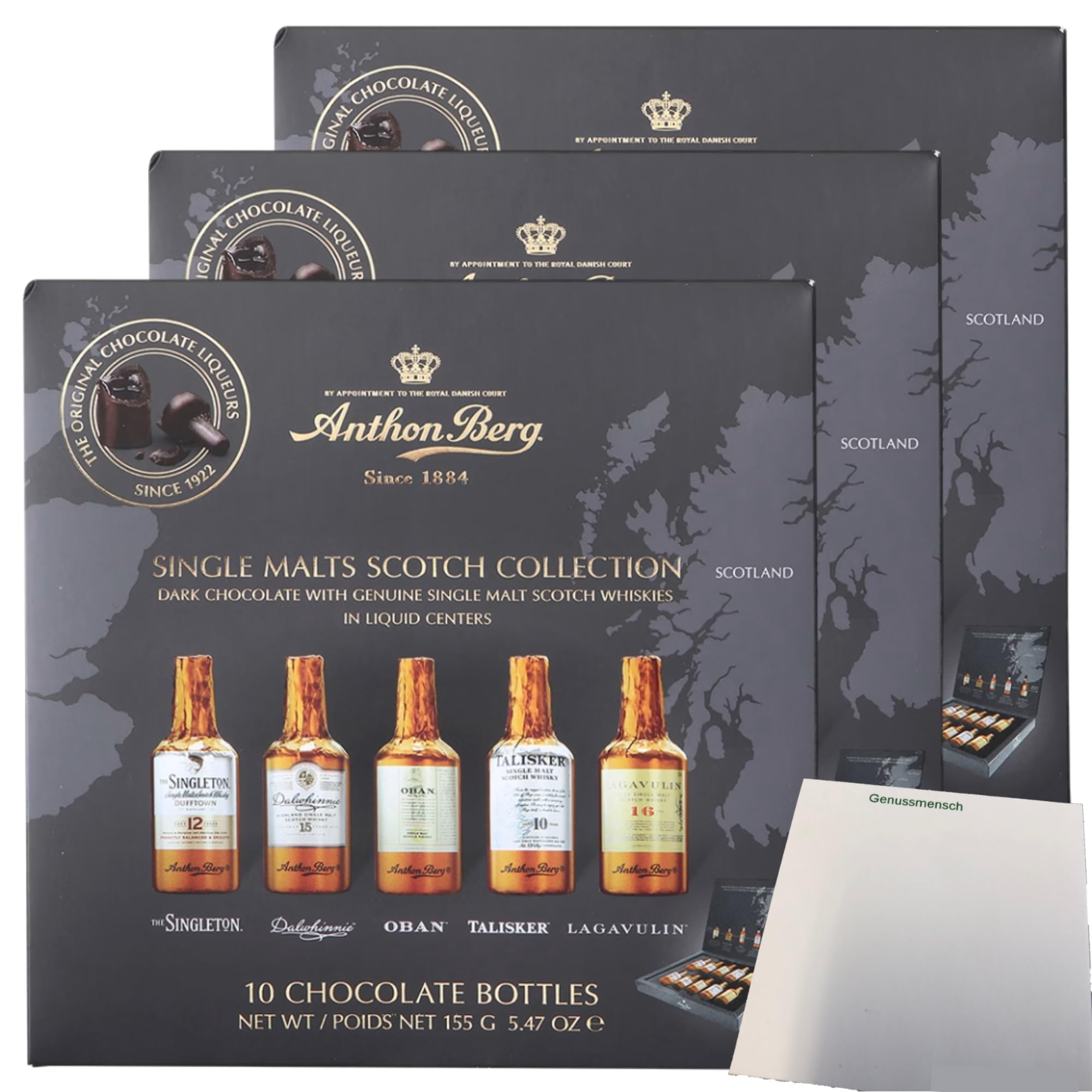 usy Bundle für A.Berg Schokolade Whisky Fläschchen 3er Pack (3x155g Packung) + usy Block