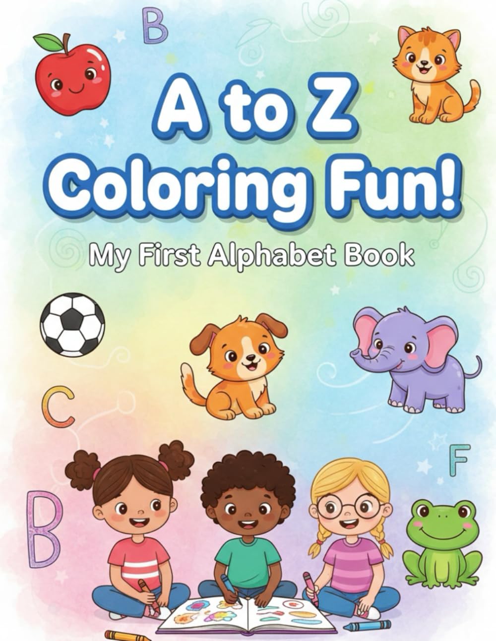 A-Z coloring and learning drawing books with daily objects , fun alphabet learning for kids (3-6)