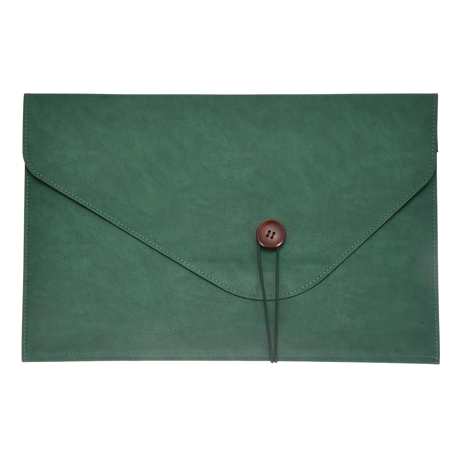 PATIKIL PU Leather A4 File Folder, 13.9x9.7 Waterproof Envelope Document Holder Portfolio Folder Case Organizer with Pen Holder for Office Home Men Women Gift, Green