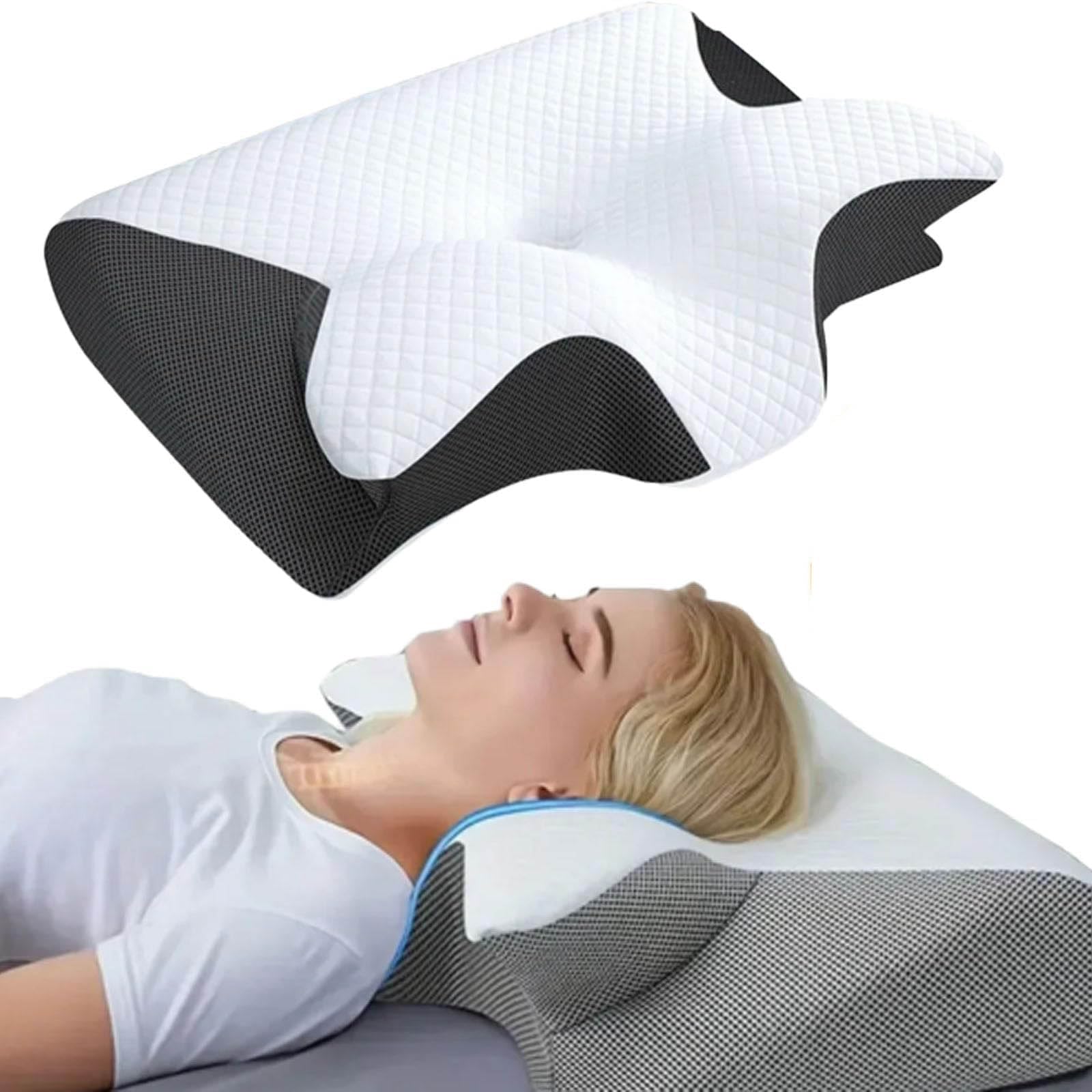 HGTRH Anti Snore Pillow for Adults,Snoring Pillows Sleep Apnea for Side and Back Sleepers, Ergonomic Contour Neck Support Pillows Blue