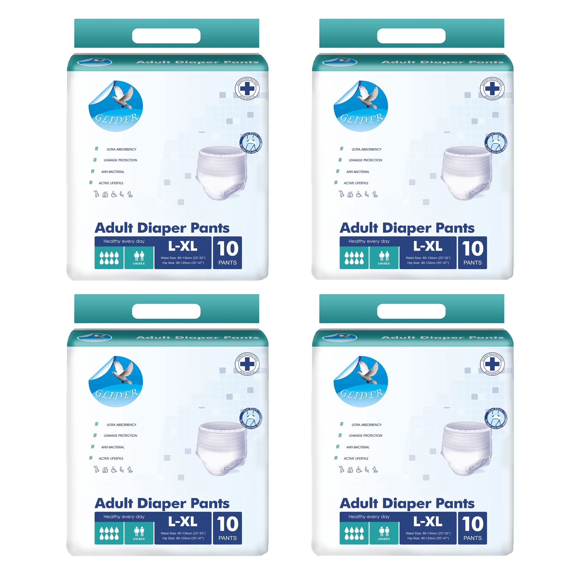 GLIDER Unisex Adult Diaper Pants Large-Xl With Wetness Indicator & Superior Absorbency-23-52 Inch, 60-135 Cm ((Pack Of 4(40 Count)) (B09BFDC99R) Amazon Price History, Amazon Price Tracker