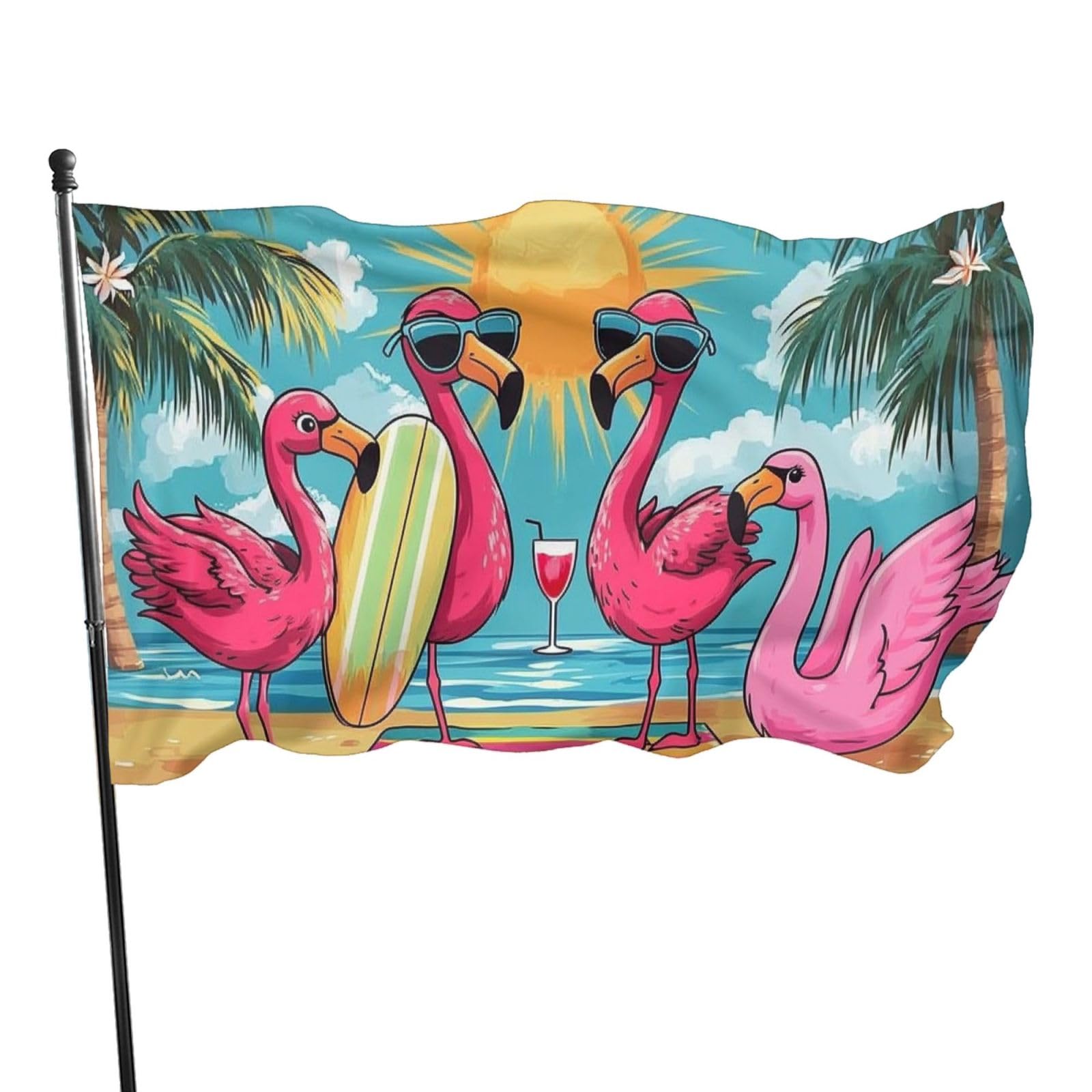 BoltPack Summer Flamingo Print Garden Flag 90x150cm Seasons Holiday Flag With Grommets For Outdoor Decorations Party Supplies