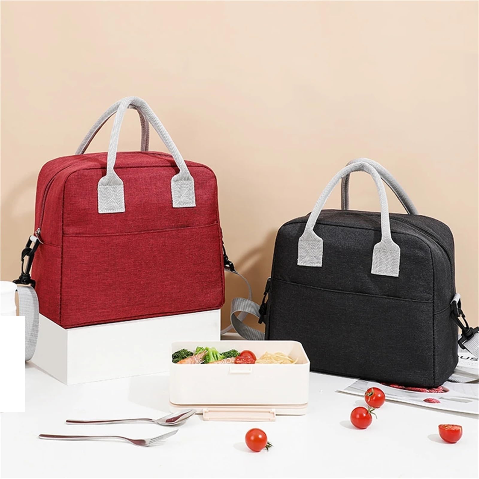 2 Bolsas térmicas portátiles for Colgar en la Pared, for Picnic, de Lona, ​​para Alimentos(Grey)