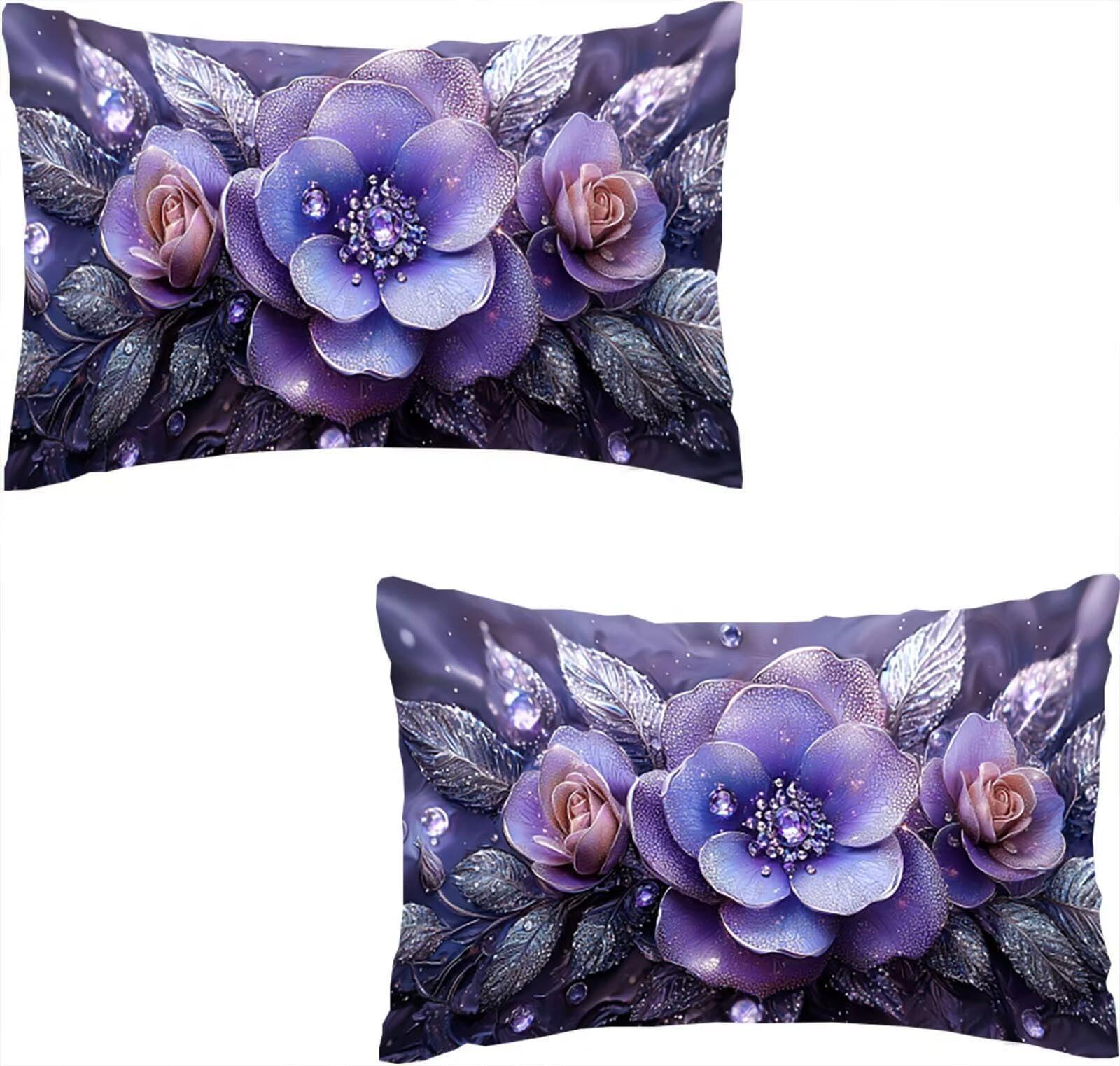 Housse de coussin velours violet 50x80 cm lot de 2 pour canapé et salon