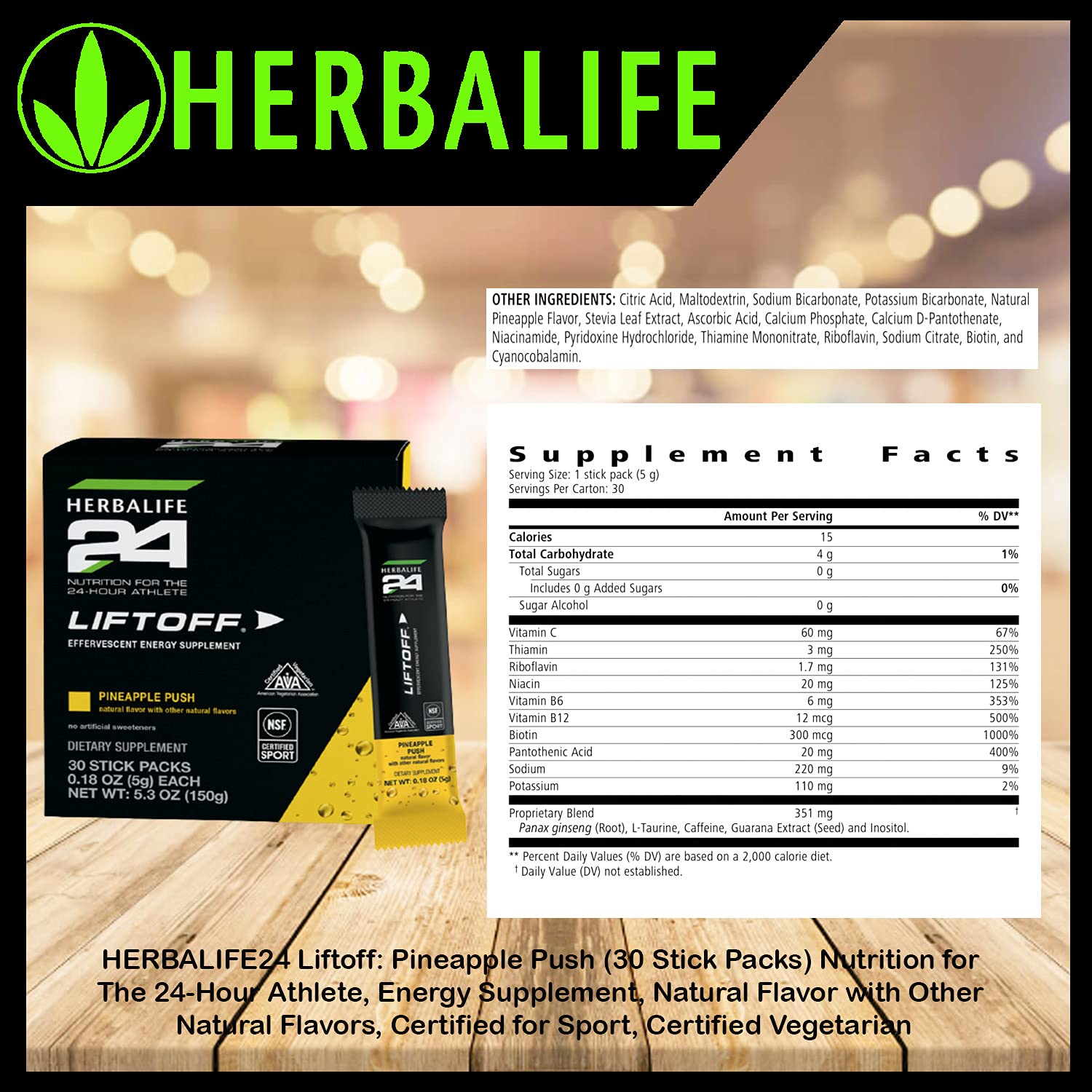 HERBALIFE24 Liftoff Pineapple Push (30 Stick Packs) Nutrition for The