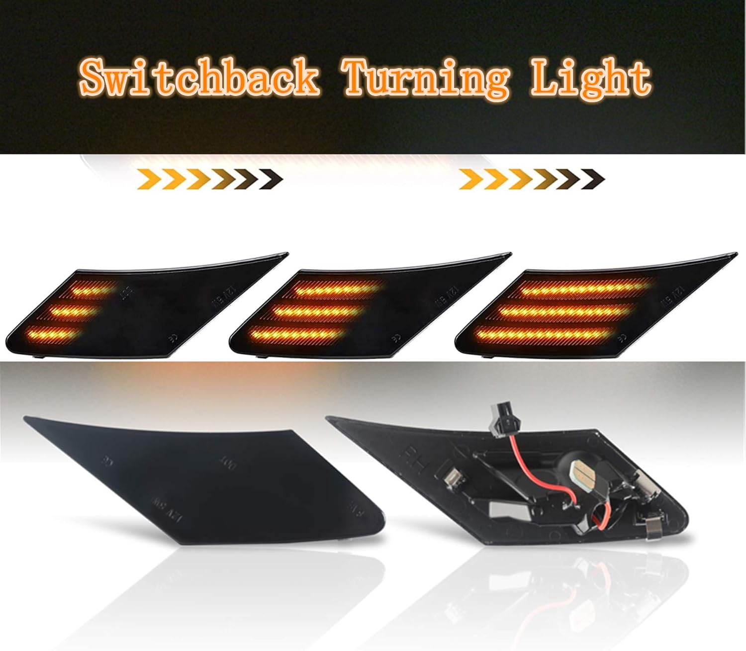LED Side Marker Compatible with BRZ FR-S FT86 2013-2019 w/Sequential Turn Signal, White Running+ Amber Turning Light Driver & Passenger Side, Black Housing