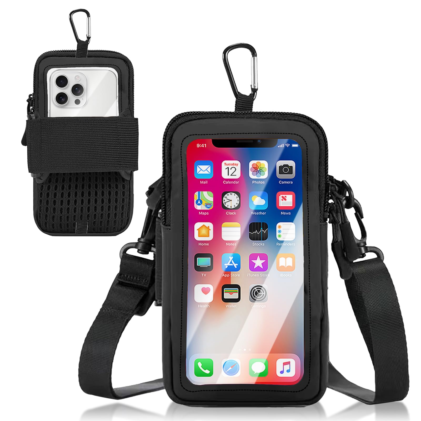 wangyue ランニングポーチ スマホ 腕 ポーチ ランニング スマホ アームバンド 腕・手首多用 軽量 大画面スマホ対応 アウトドア スポーツ 仕事 通勤 男女兼用