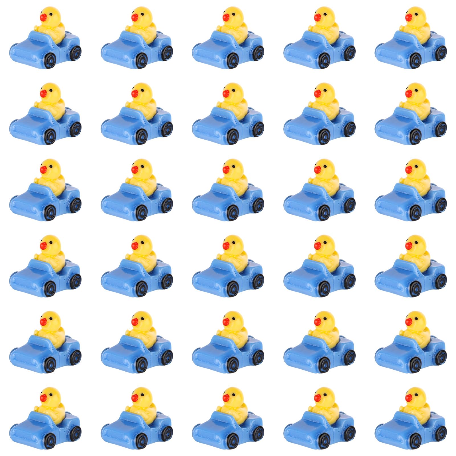 30pcs Miniature Duck Figures, Resin Mini Duck Cute Tiny Ducks in a Car Miniature Garden Decorations Mini Car Ducks for Home Office Decor Festive Gift (Dark Blue)