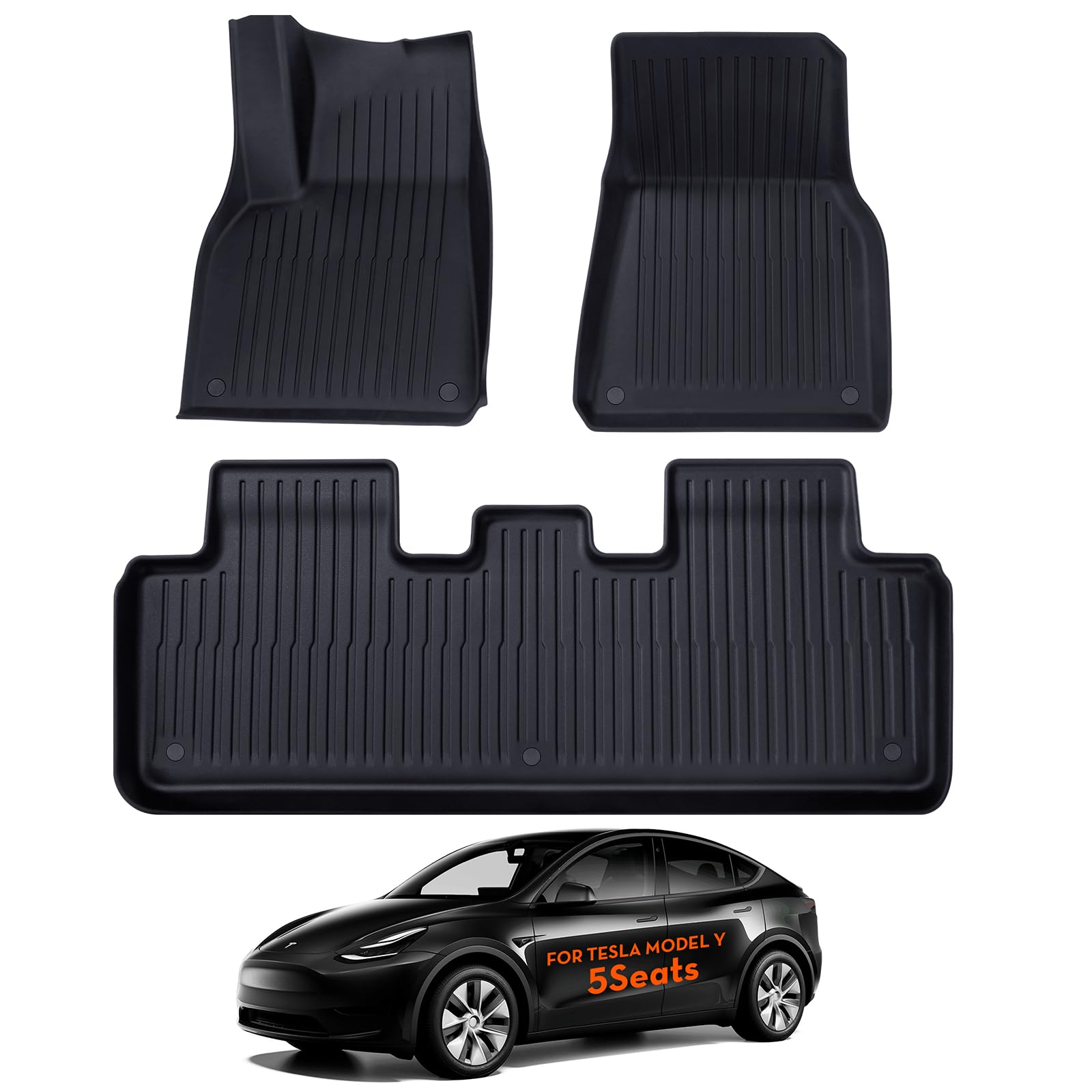 Photo 1 of Floor Mats for Tesla Model Y, Premium All Weather Anti-Slip Waterproof Interior Accessories, Compatible with Model Y 2023 2022 2021 For Model Y Floor Mats