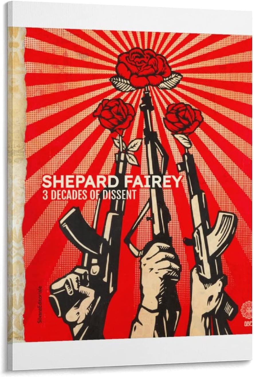 BLUDUG Shepard Fairey Poster VINTAGE Art Portrait Poster Canvas Painting Wall Art Poster for Bedroom Living Room Decor24x36inch(60x90cm)