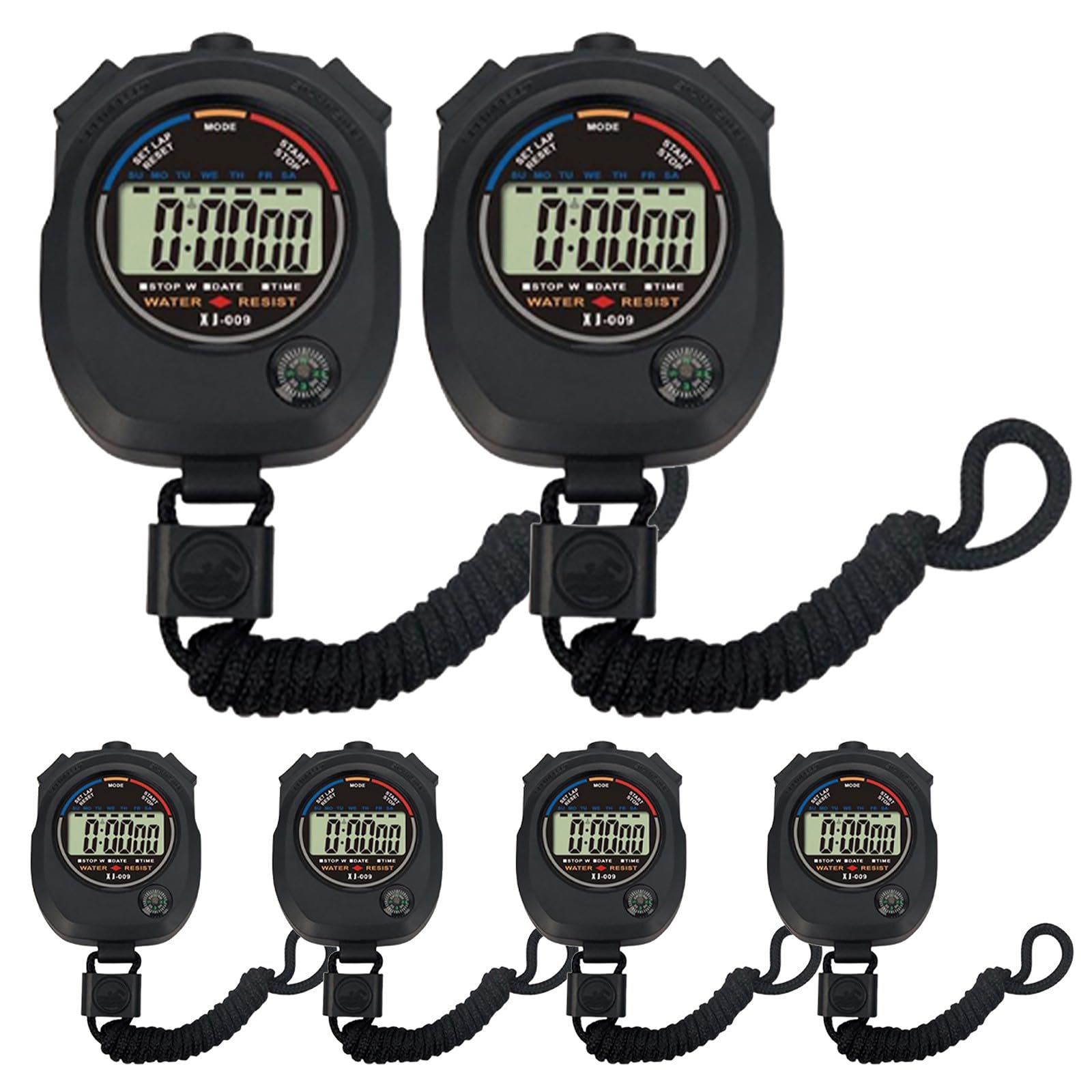 WOONEKY 6Pcs Electronic Game Stopwatch Match Timer Lightweight Practical Training Timer Black-image-20
