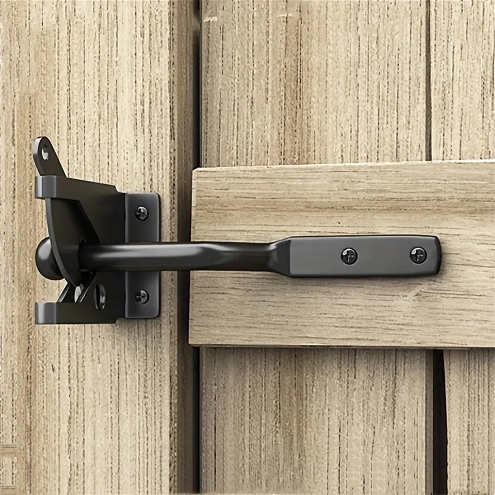 Garden Gate Lock Auto Gate Latch with Bolt for Pasture Garden Fence Farm Carbon Steel Automatic Slam Catch Hardware Supplies(Black-144mm)