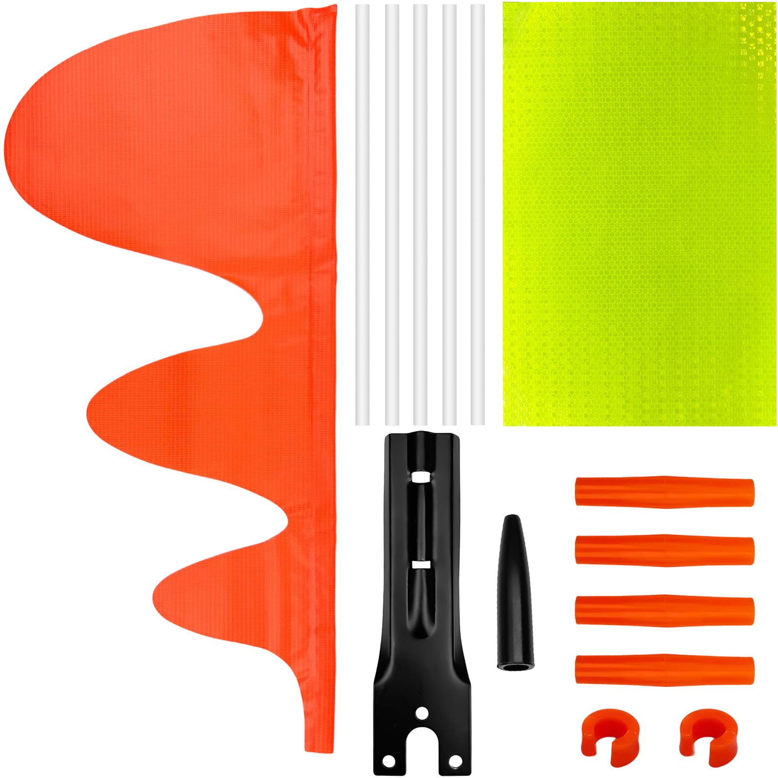 Children's Bicycle Flag Set, Bicycle Pennant Flag,Warning Sign Safety Bicycle Trailer Flag, with Adjustable Flagpole, Mounting Bracket and Reflective Sticker
