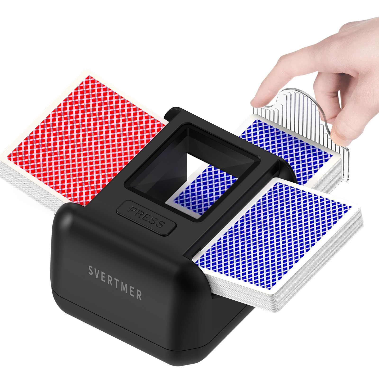 Svertmer Automatic Card Shuffler|1-2 Deck Electric Card Shuffle Machine|Portable Rechargeable Batteries of Poker,Blackjack,Uno,Skip-Bo,Phase 10 More