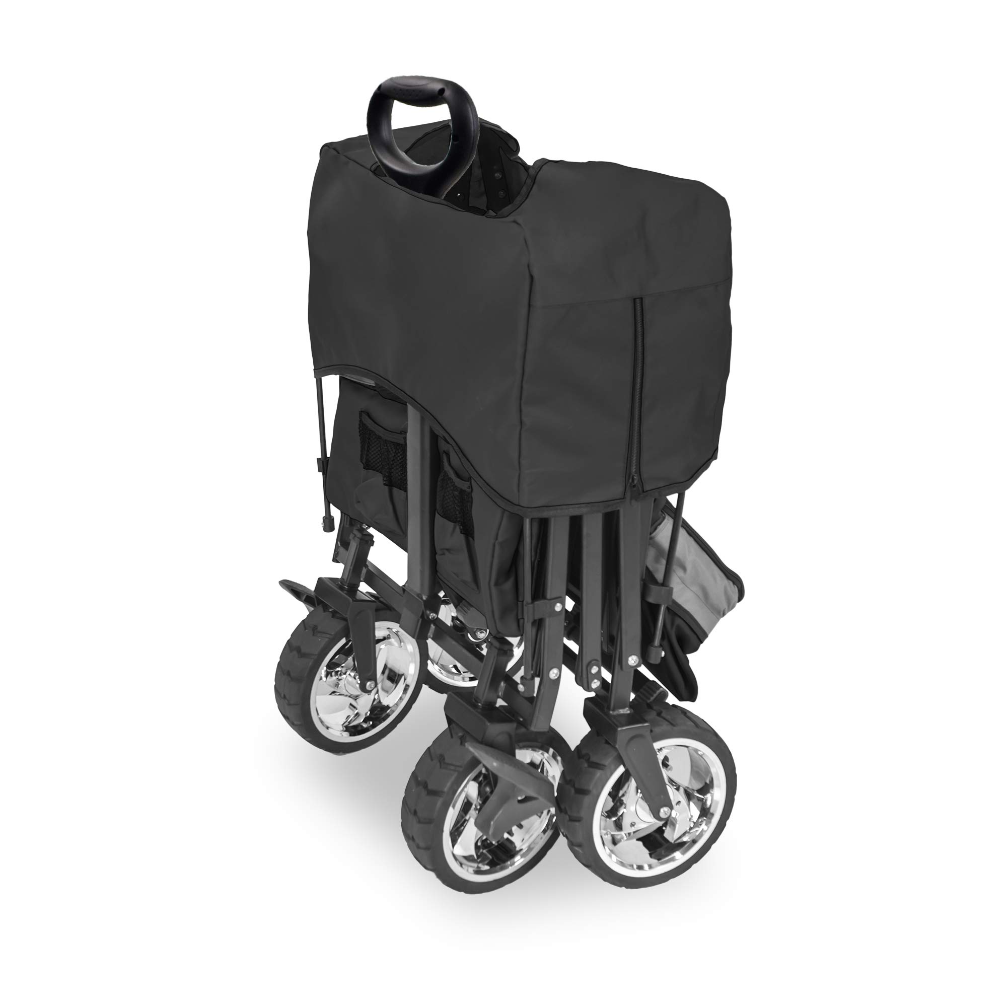 WonderFold Outdoor Push Pull Utility Folding Wagon with Removable Canopy and Foot Brakes, Heavy