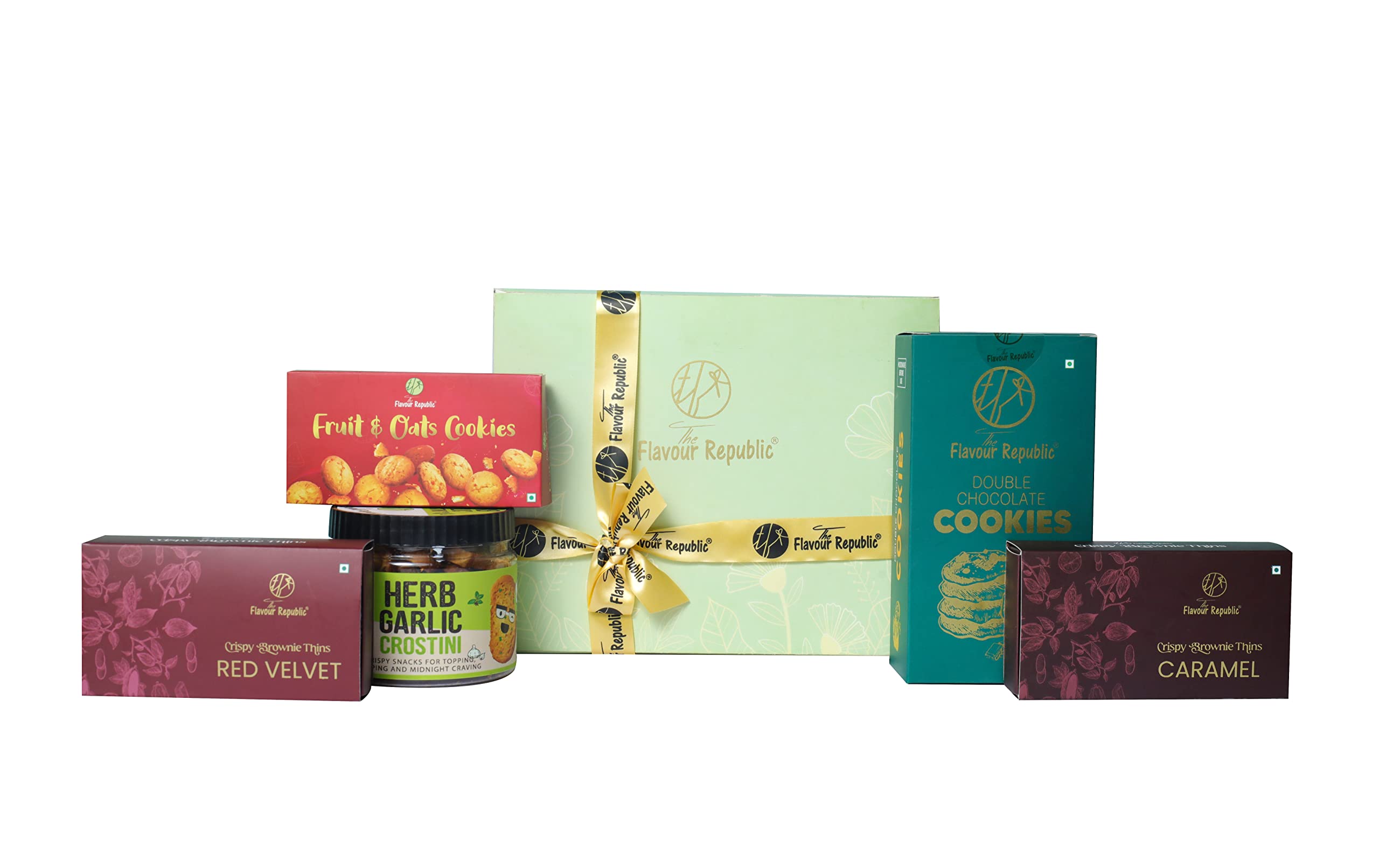 The Flavour Republic Premium Holi Gift Hamper | Bhai Dooj & Rakhi Snack Box with Assorted Brownie Thins, Dry Fruits & Cookies | Healthy Desserts & Gourmet Snacks | Eid, Ramadan, Navratri, Gudi Padwa | Friends, Family & Corporate Gifting