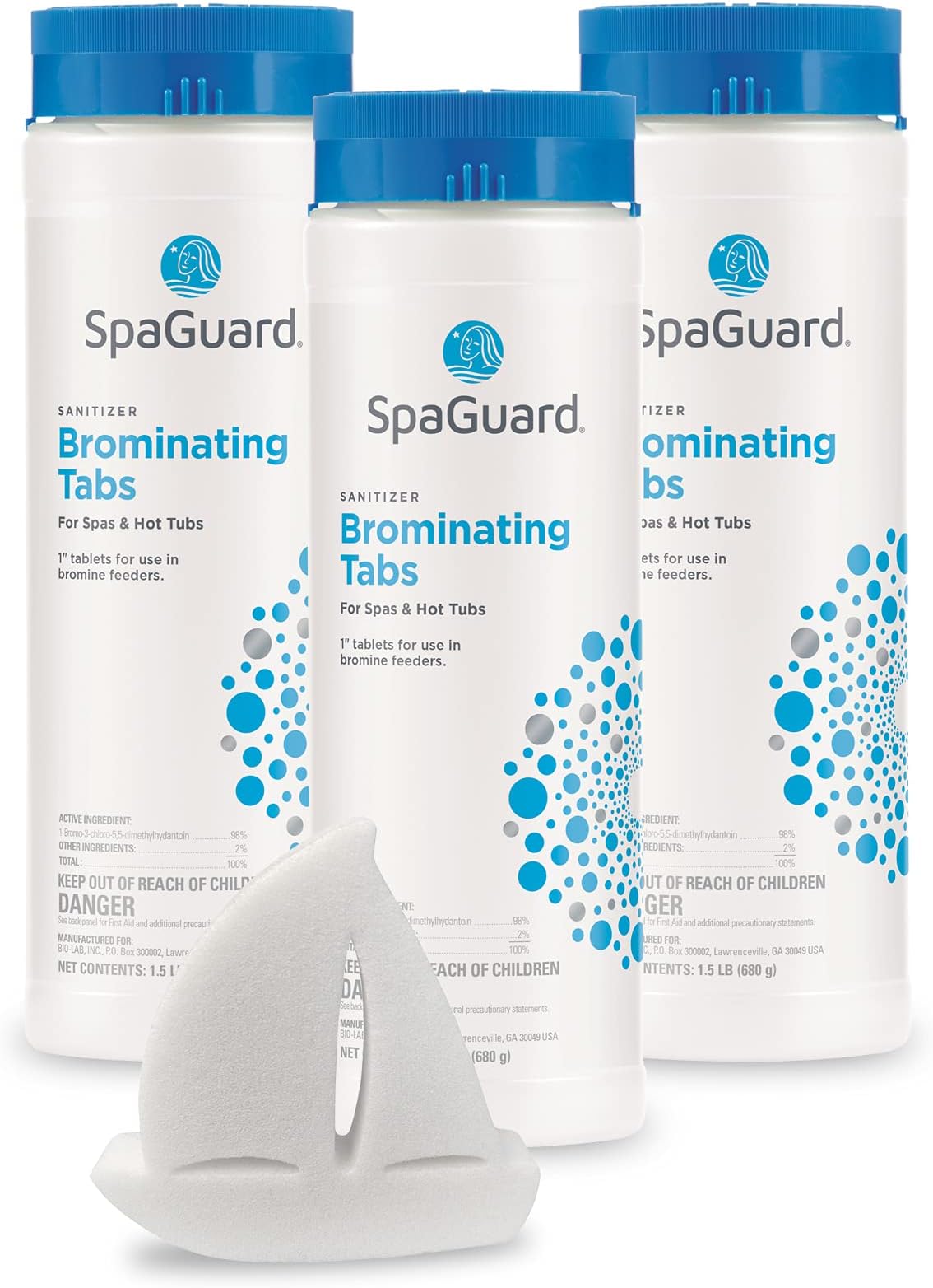 HotTubClub SpaGuard Bromine Tablets 1.5lb Bundle - Spa and Hot Tub Sanitizer Chemicals - Contains (Scum Absorber and 3X Brominating Tabs 1.5lb) (4 Items)