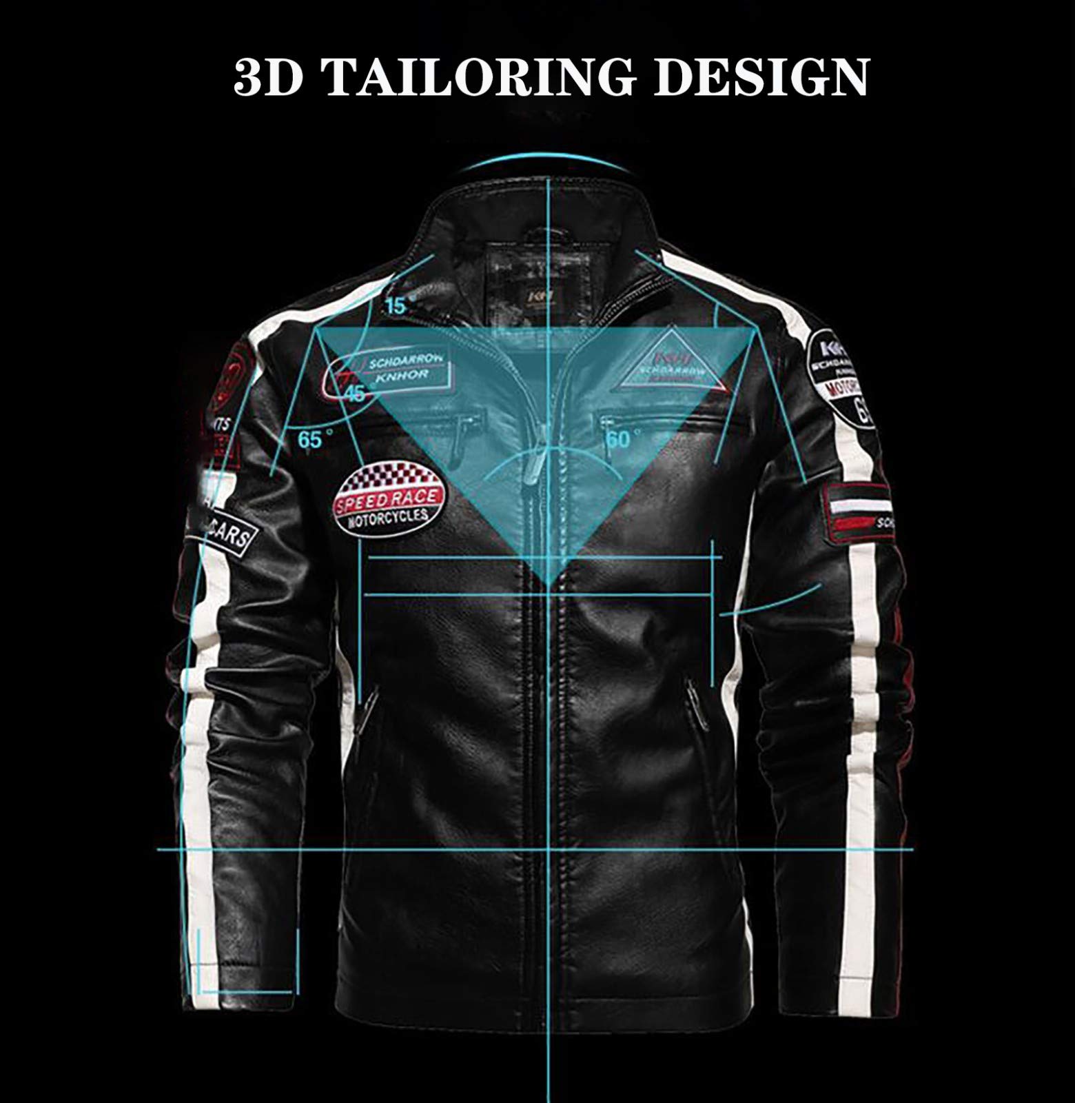 Giacche da Moto Protezione,Tuta da Moto da Strada In Pelle da Uomo Giacca PU Plus Velvet Approvato CE